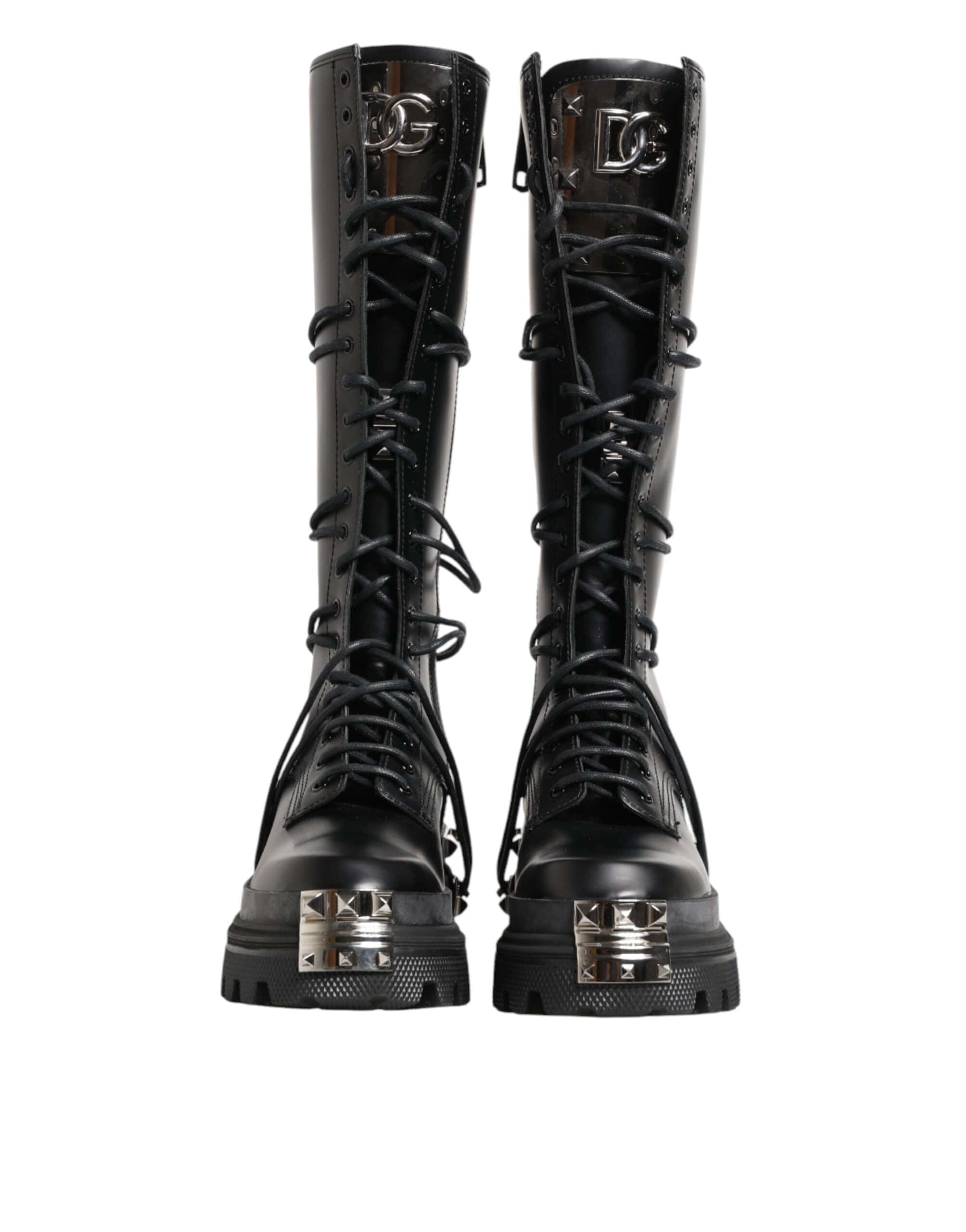 Dolce & Gabbana Stud-Detail Knee-High Platform Combat Boots