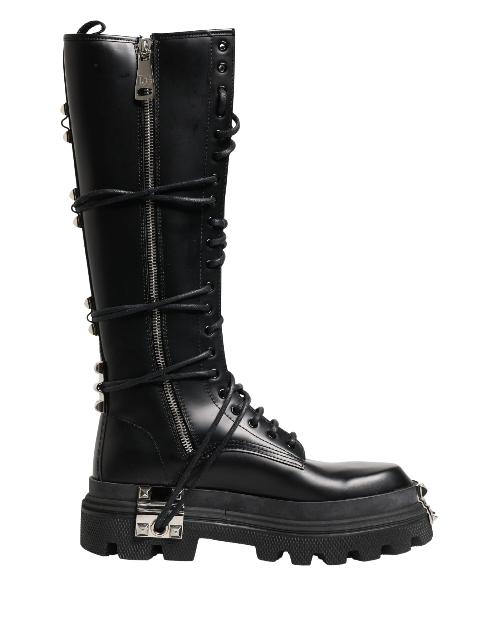Dolce & Gabbana Stud-Detail Knee-High Platform Combat Boots