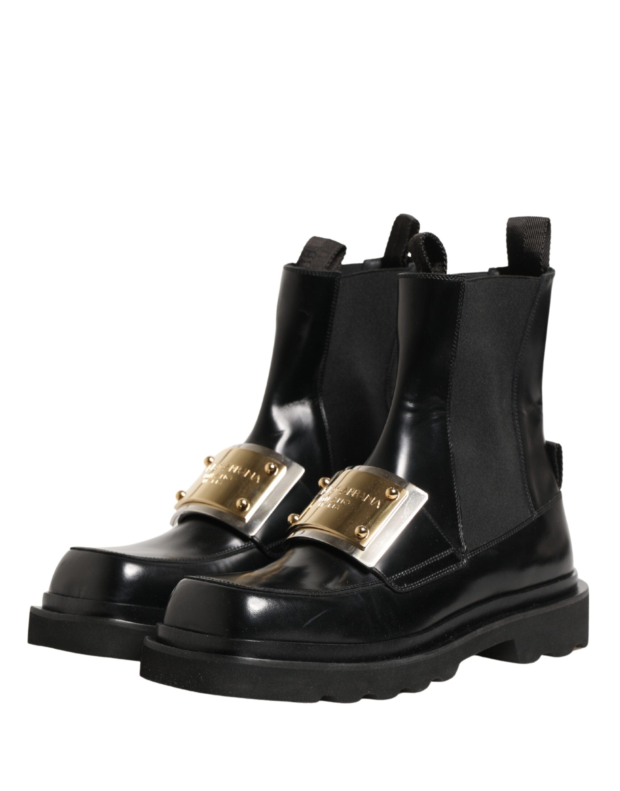 Dolce & Gabbana Logo Plaque Leather Ankle Boots | Sendegaro ES