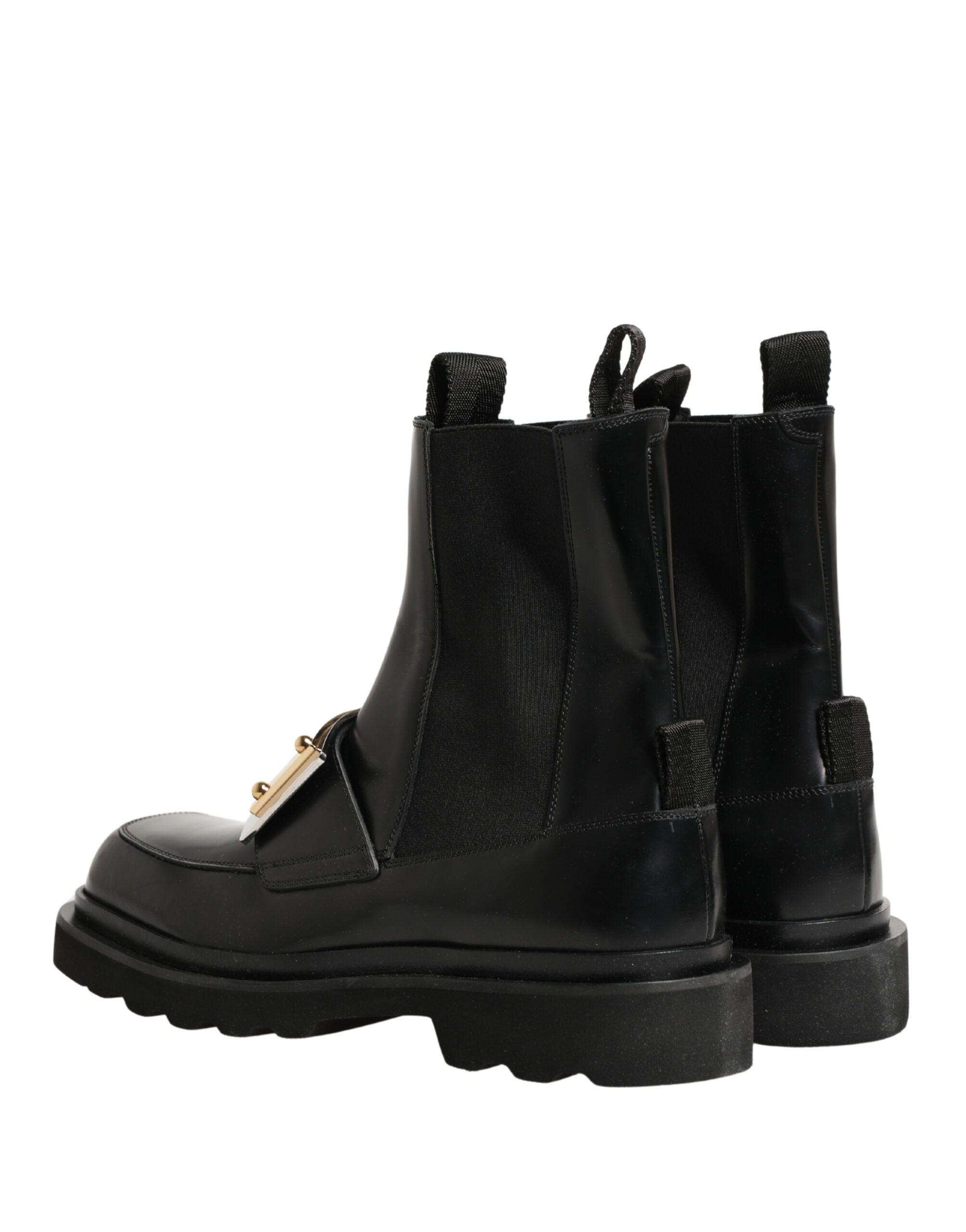 Dolce & Gabbana Logo Plaque Leather Ankle Boots | Sendegaro ES