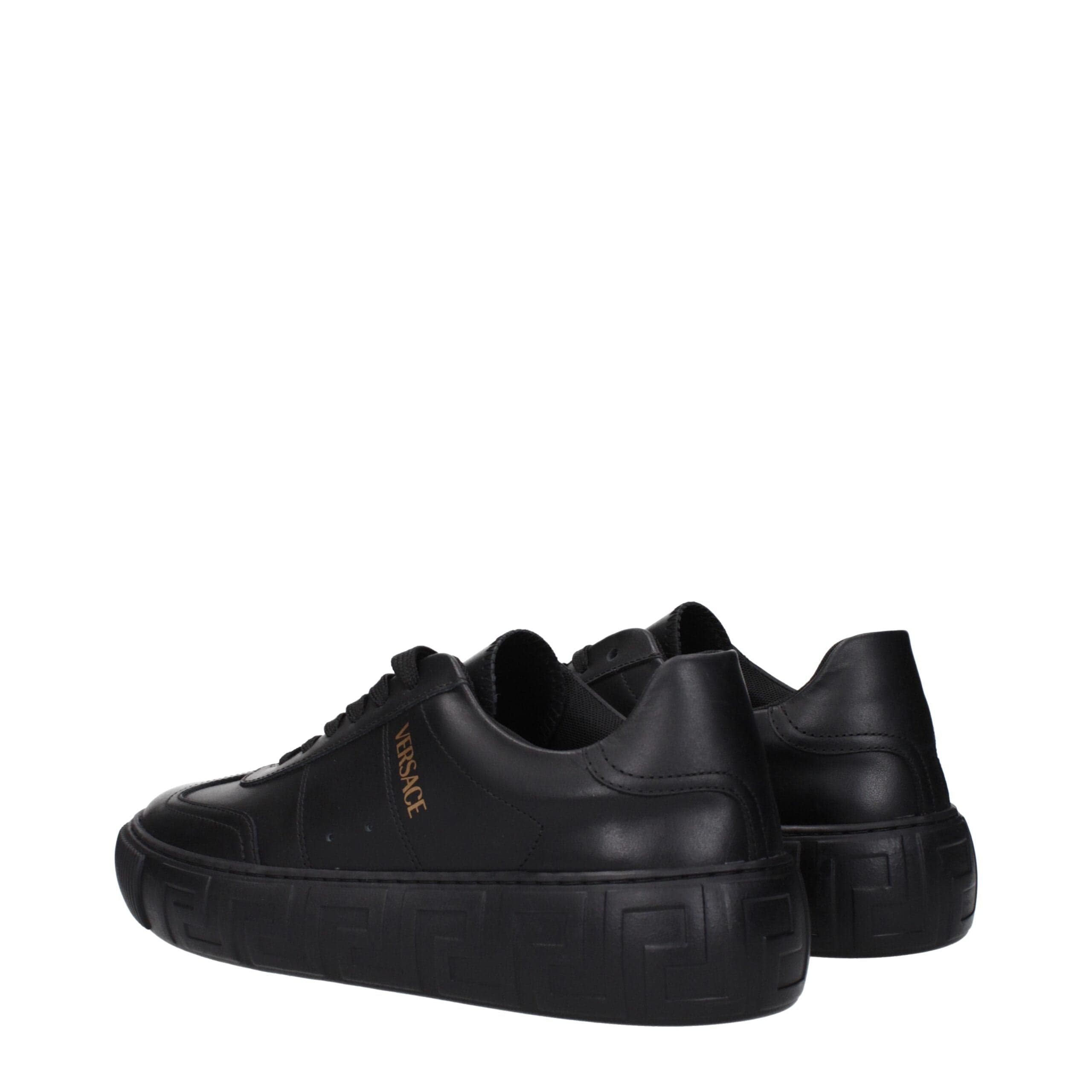 Versace Black Leather Low Tops