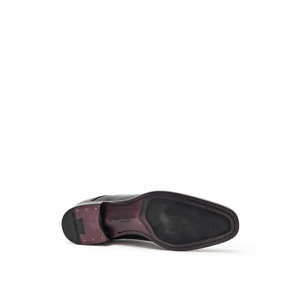 DOLCE & GABBANA 黒レザー レースアップシューズ Dolce & Gabbana ブラック パテントレザー レースアップ ダービー