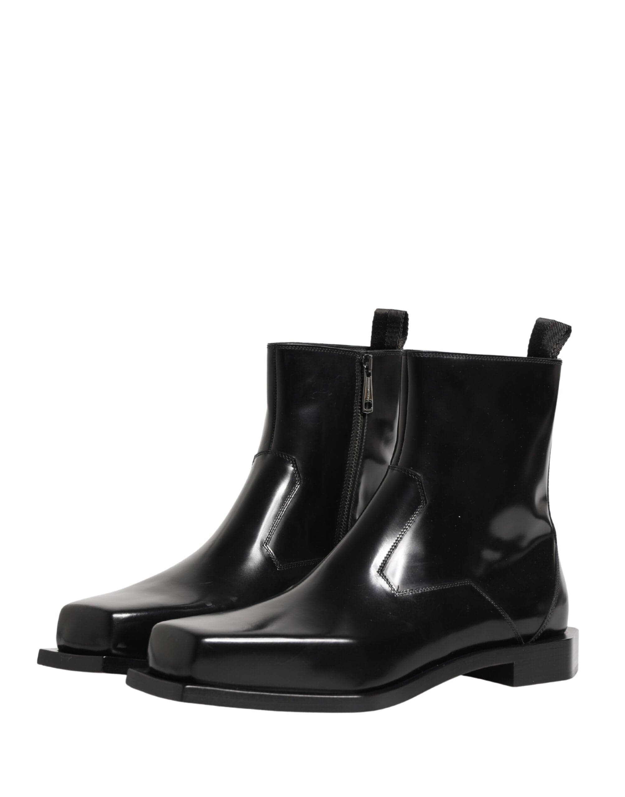 Zip-Closure Black Leather Boots - alternate view