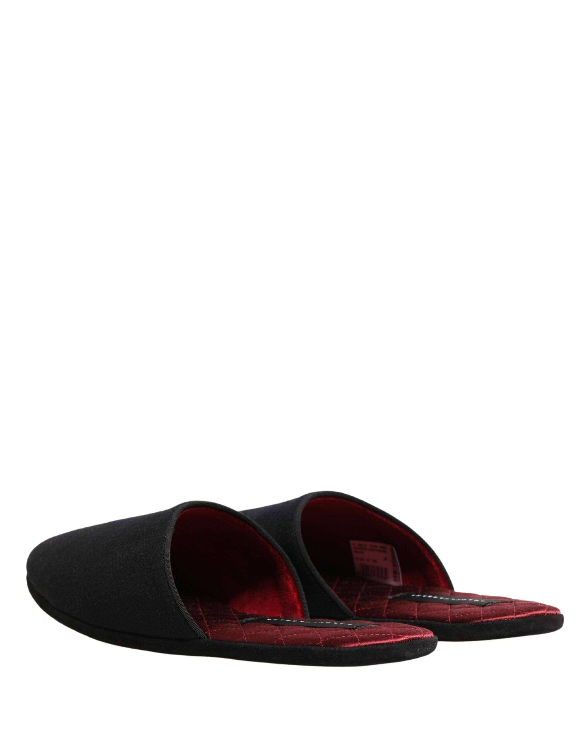Dolce & Gabbana Chinelos de Lã Preta com Cashmere Vermelho Matelassado