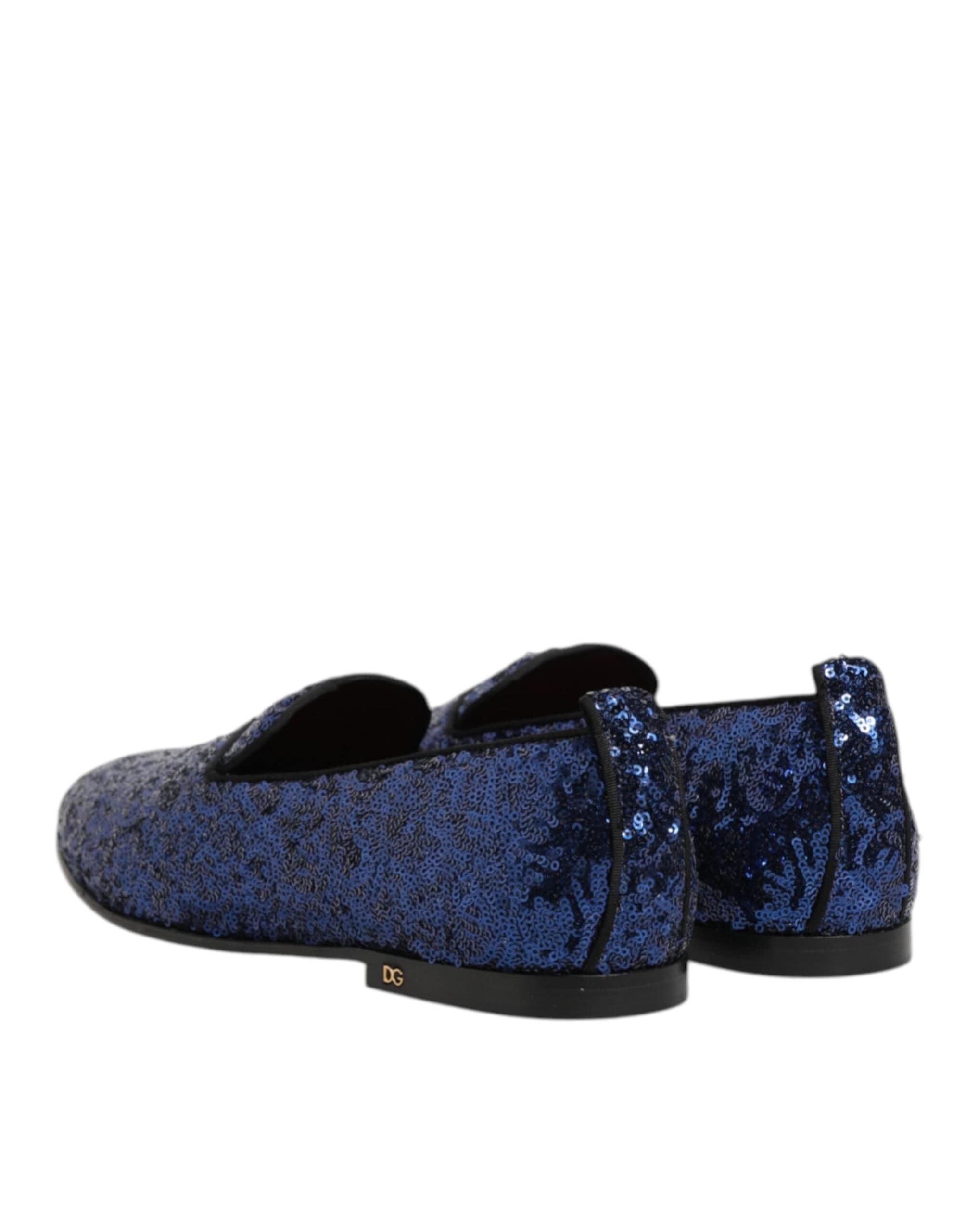 DOLCE＆GABBANA　ローファー　ブルースエード　　クロコ Dolce & Gabbana Sequined Blue Loafers | Sendegaro
