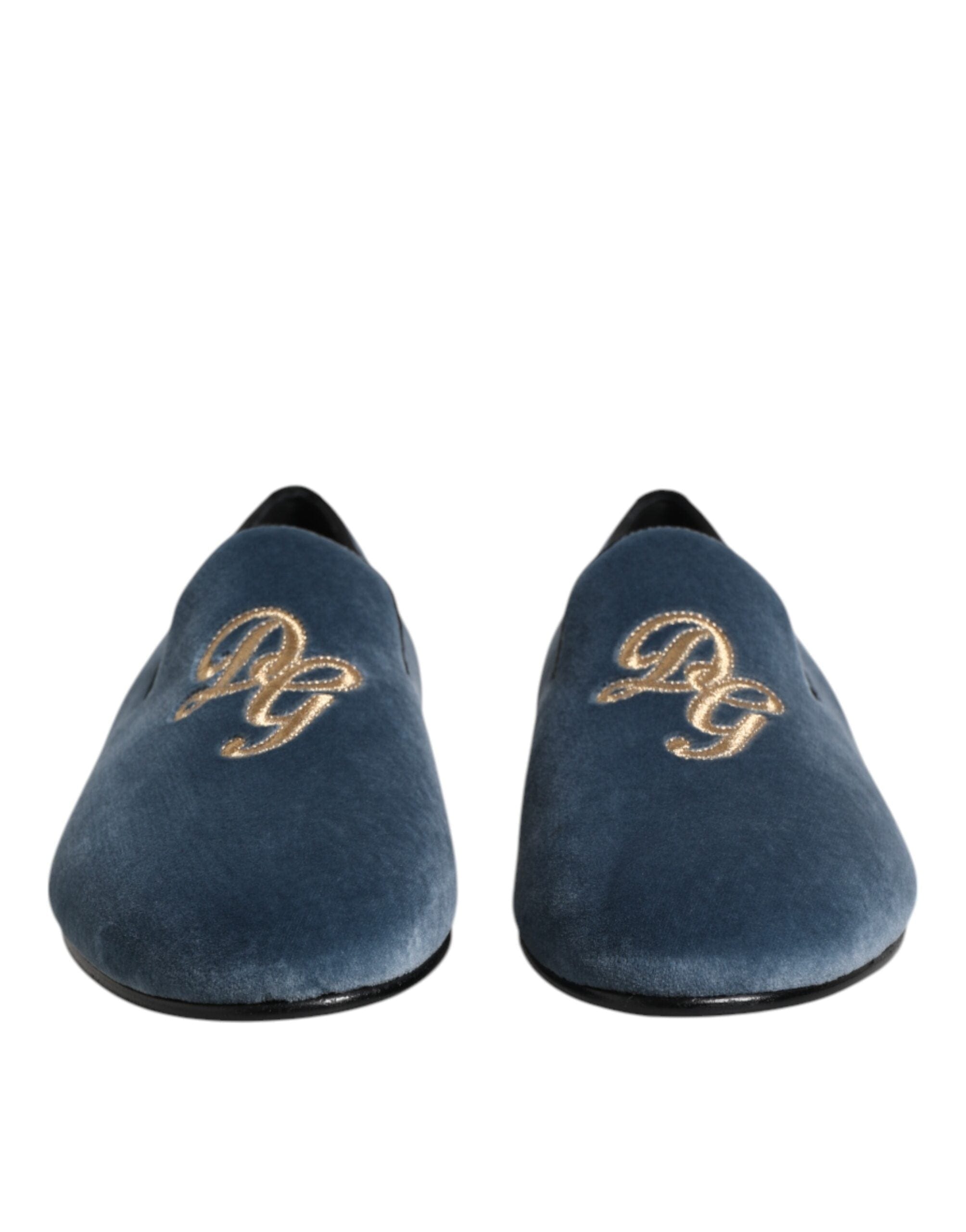 Dolce & Gabbana DG Logo Embroidered Velvet Loafers