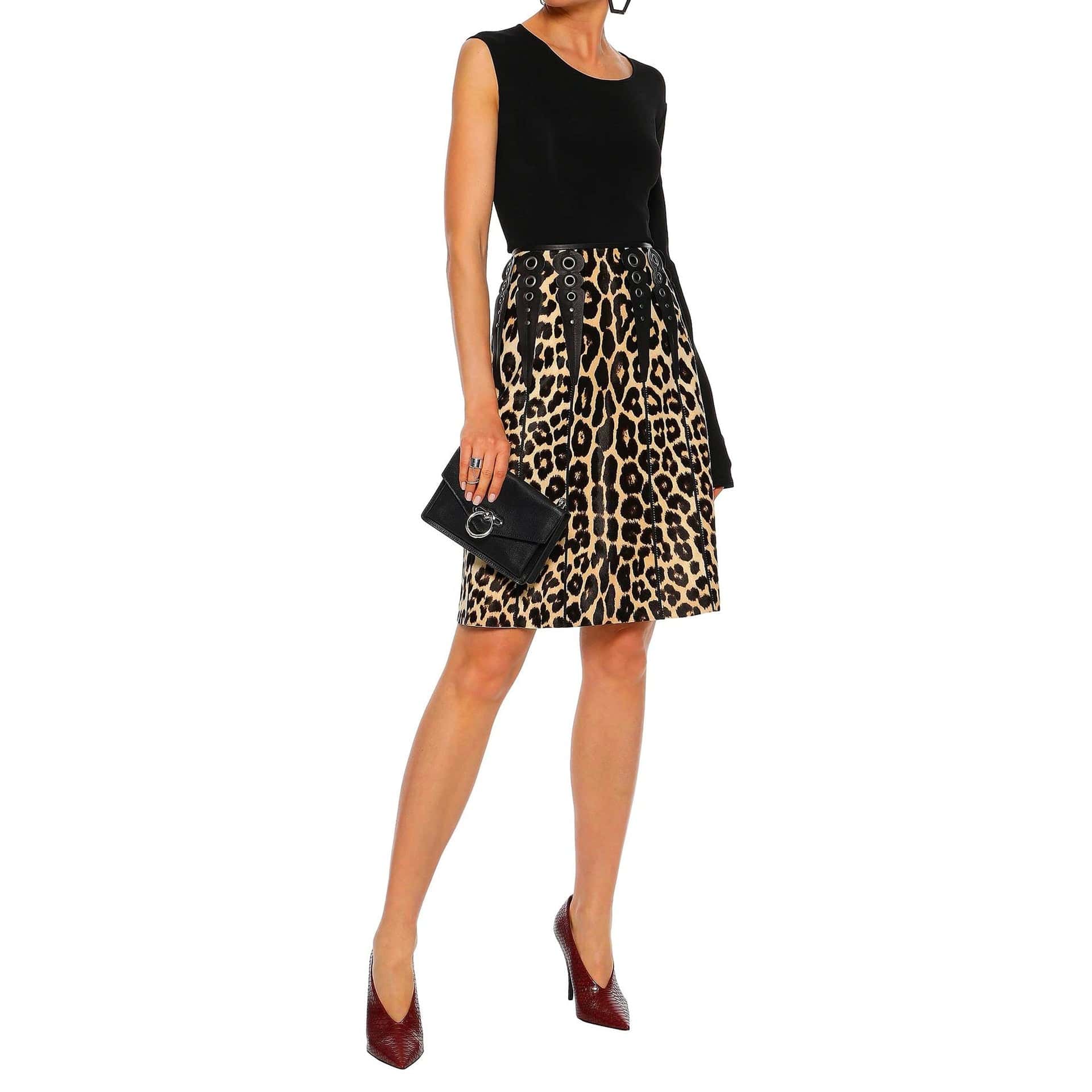 Bottega Veneta Leopard Print Calf Hair Mini Skirt