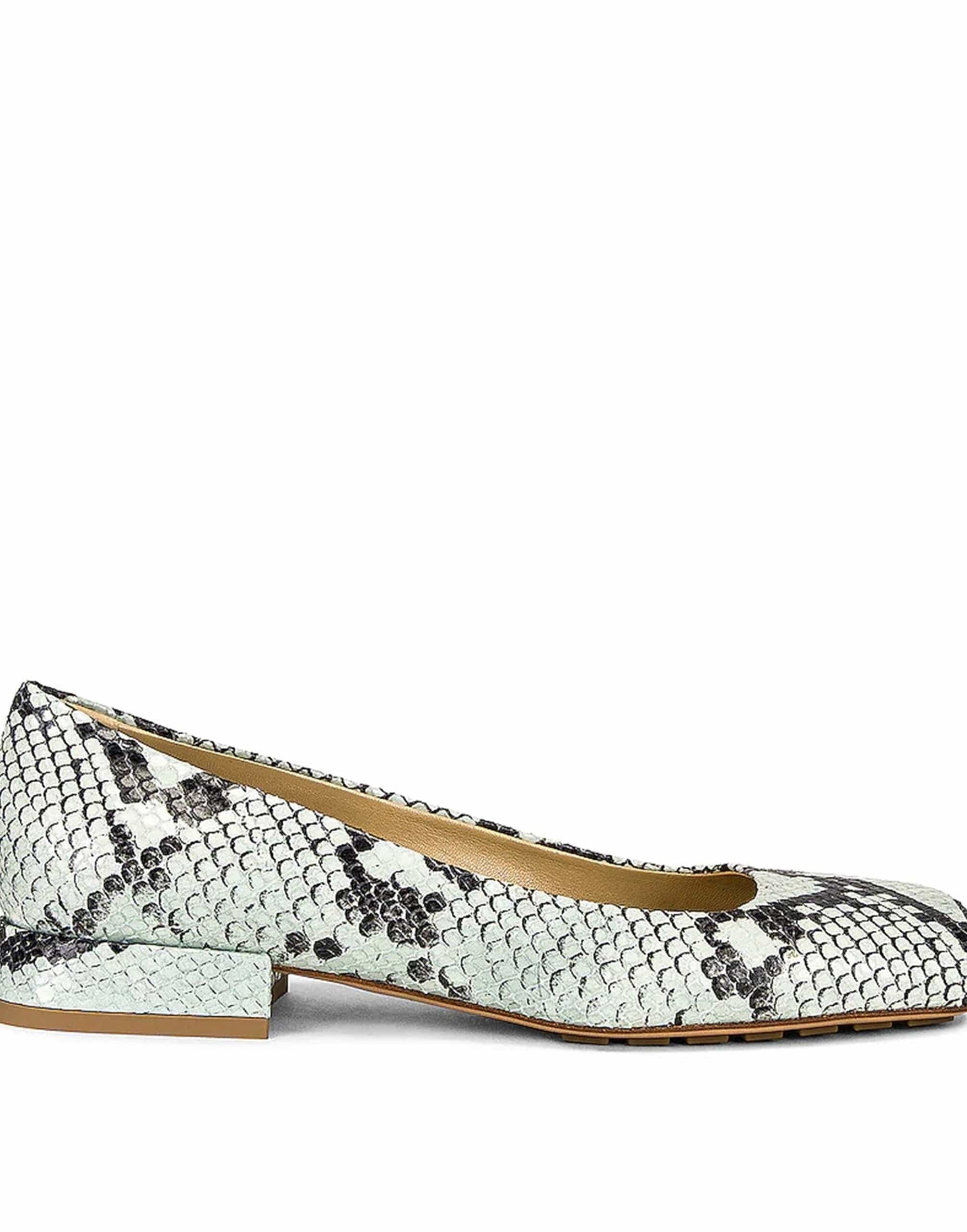 Bottega Veneta Python Effect Calf Leather Flats