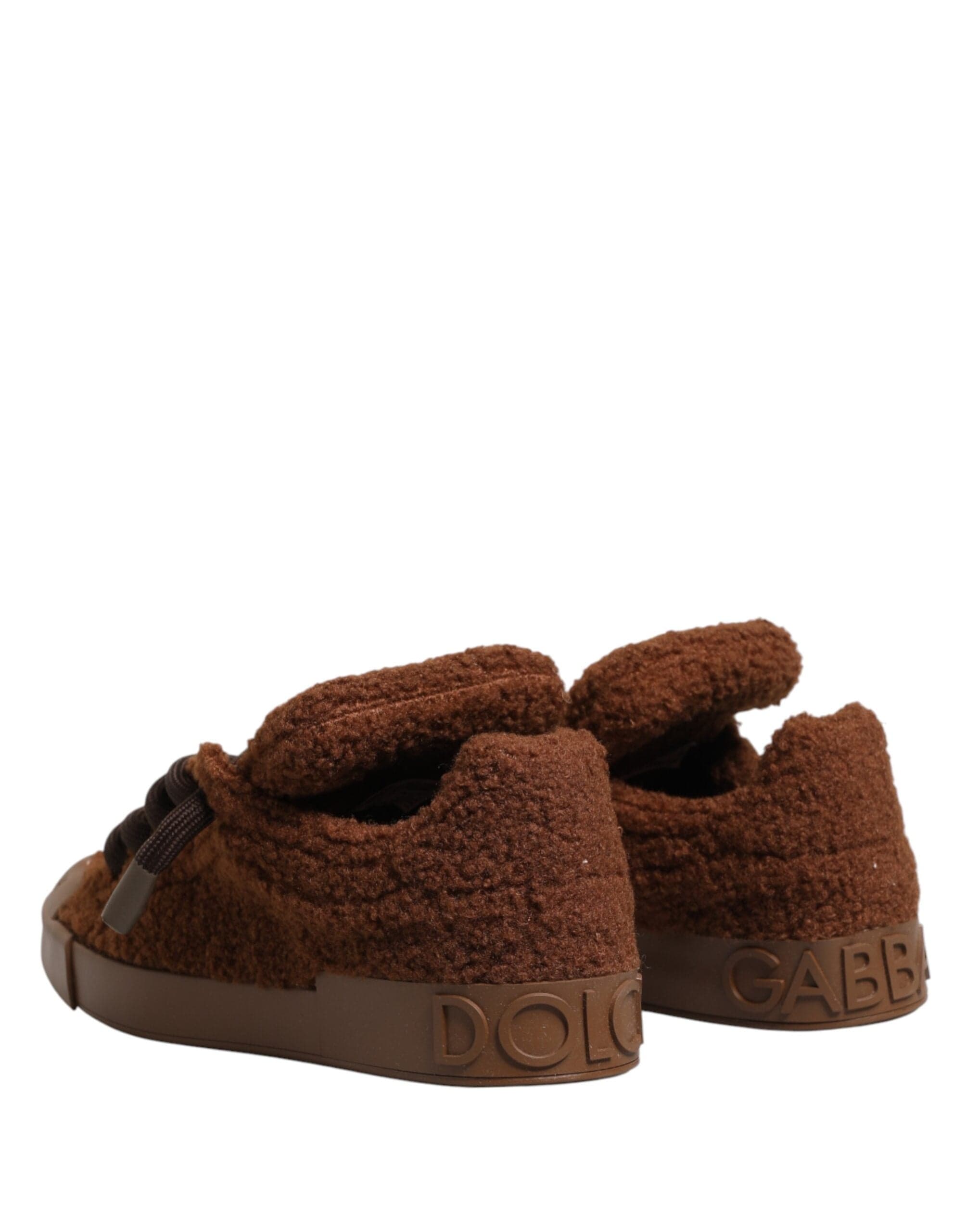 Dolce & Gabbana Baskets basses marron en fausse peau de mouton