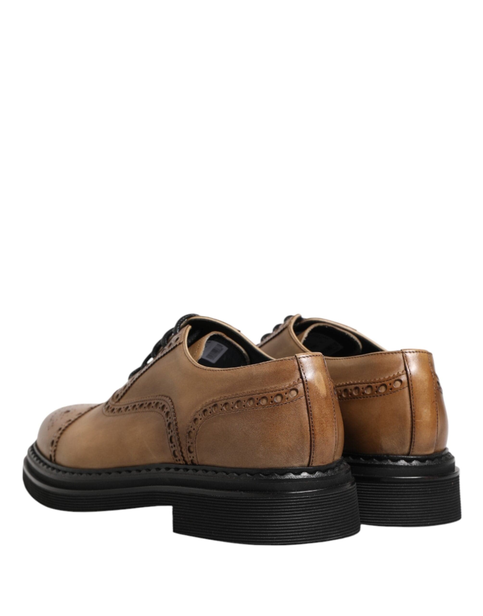 Dolce & Gabbana Cognac Tan Leather Cap-Toe Brogue Derby Shoes
