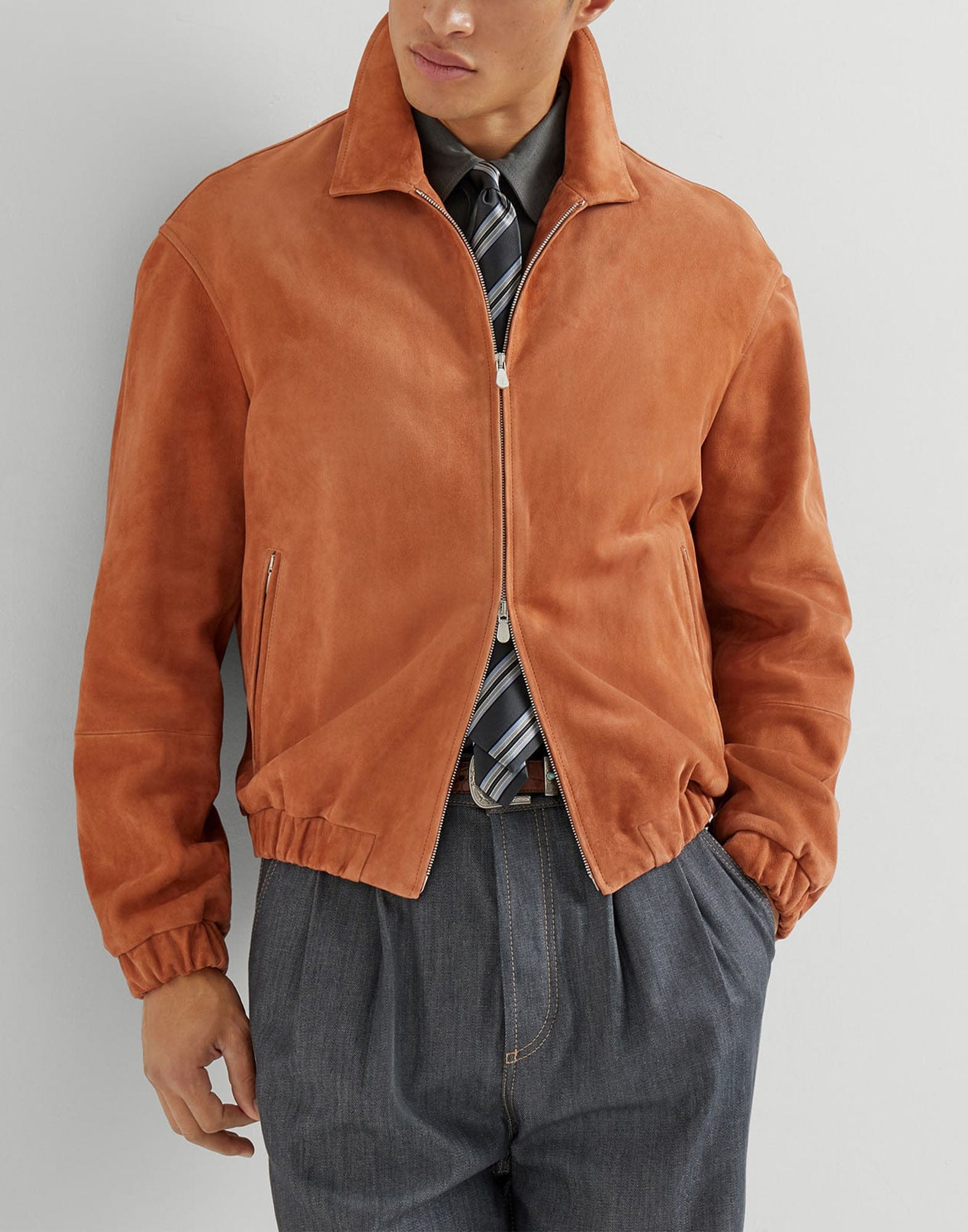 Brunello Cucinelli Apricot Country Suede Jacket | Sendegaro SE