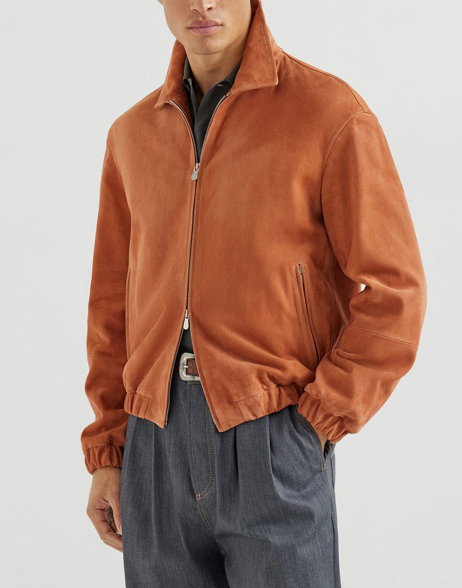 Brunello Cucinelli Apricot Country Suede Jacket