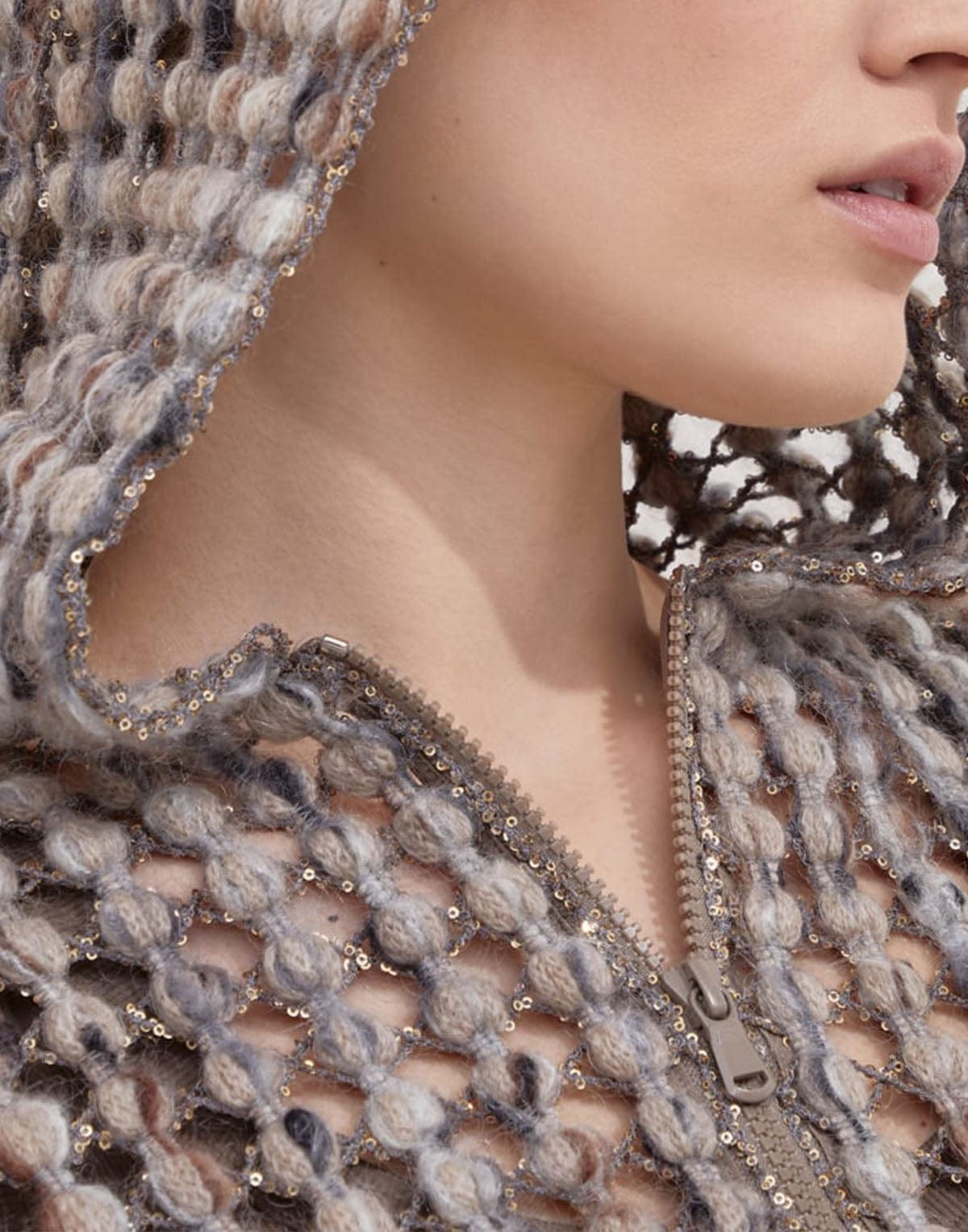 Brunello Cucinelli Balloon Net Embroidery Hoodie