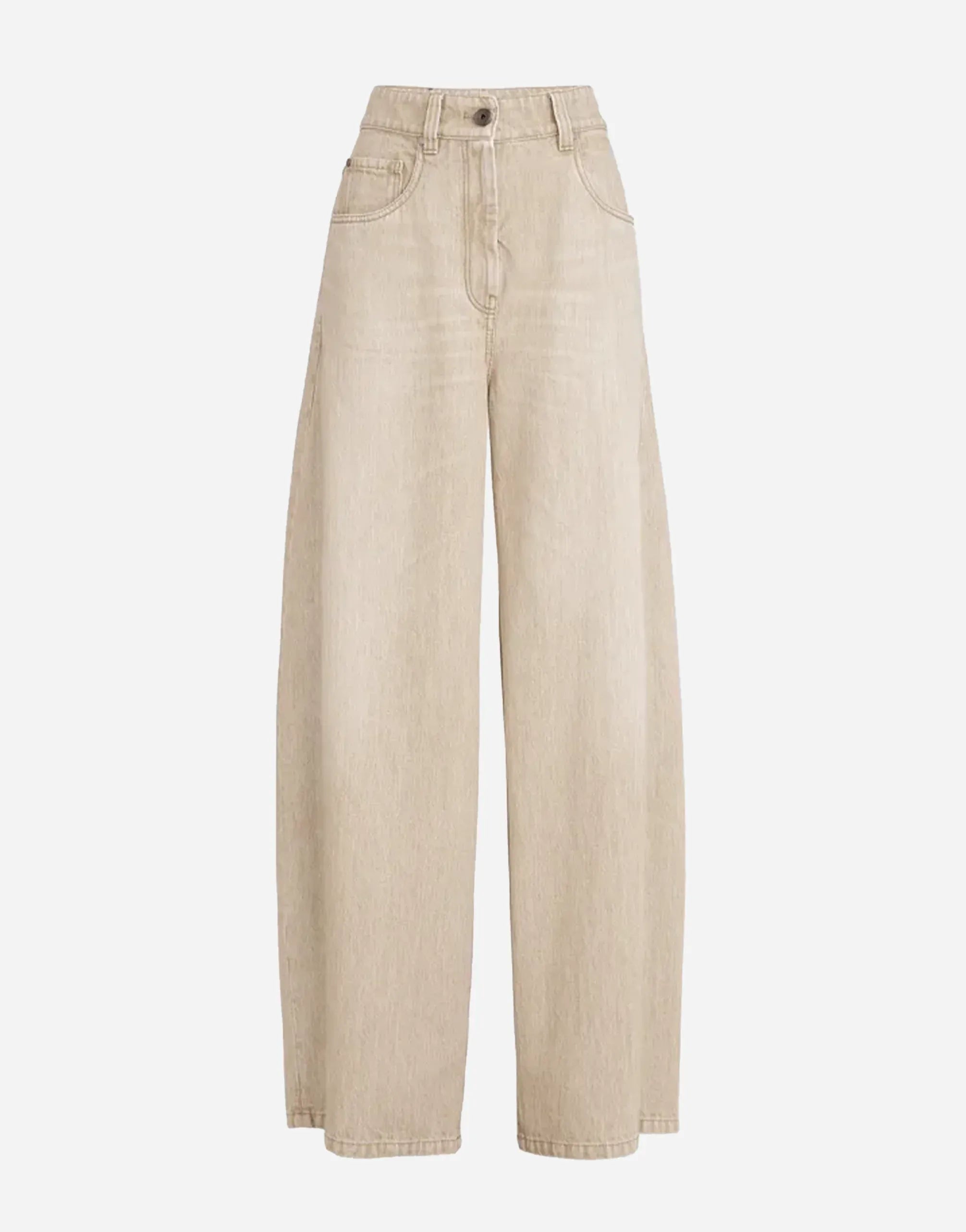 Brunello Cucinelli Beige Authentic Denim Wide Monili Jeans