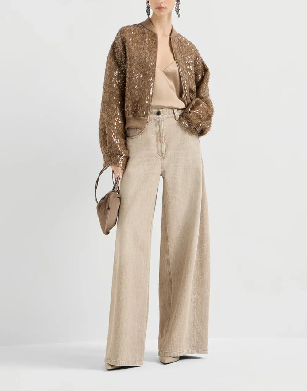 Beige Authentic Denim Wide Monili Jeans - alternate view