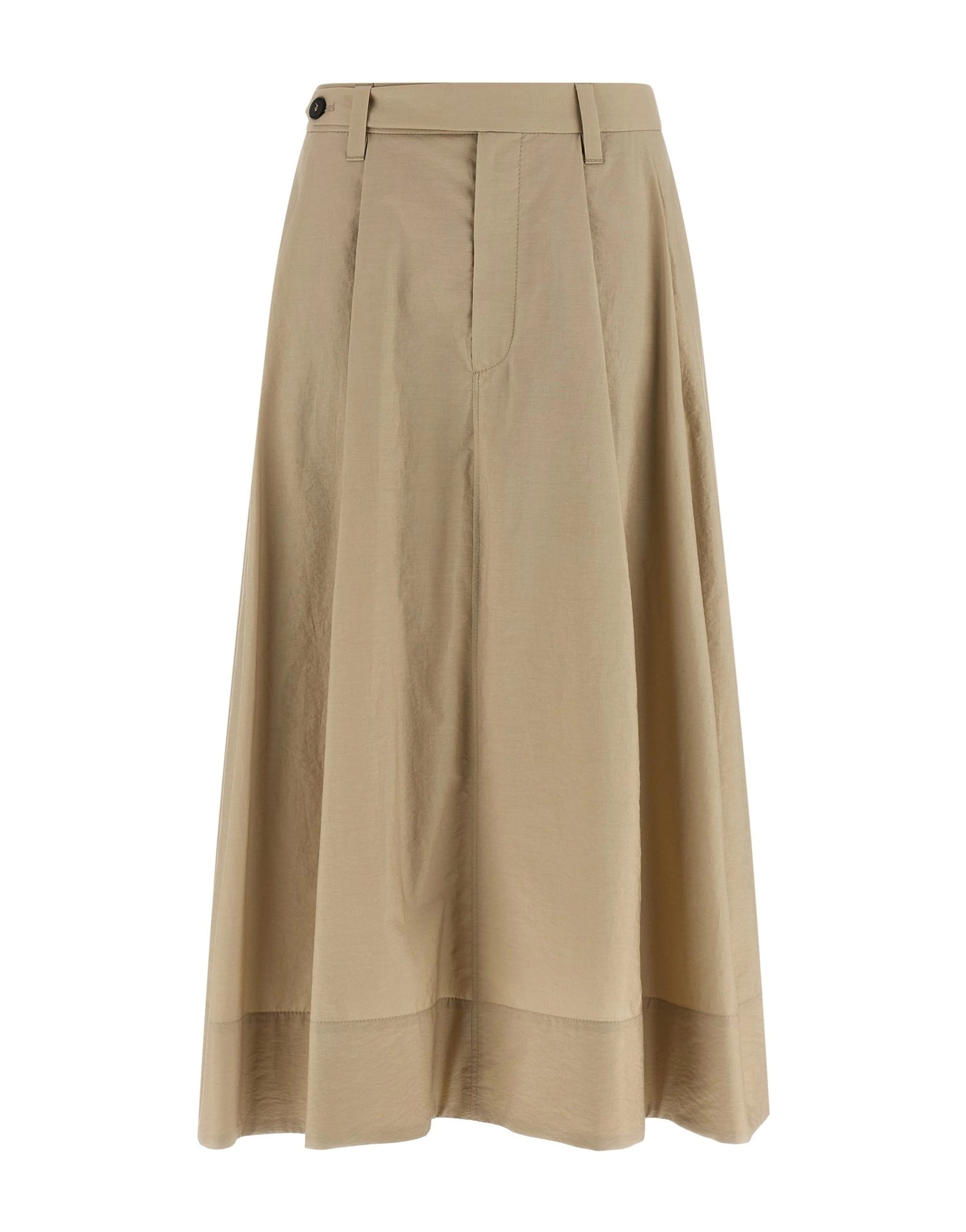 Brunello Cucinelli Brunello Cucinelli Beige Cotton Flared Skirt