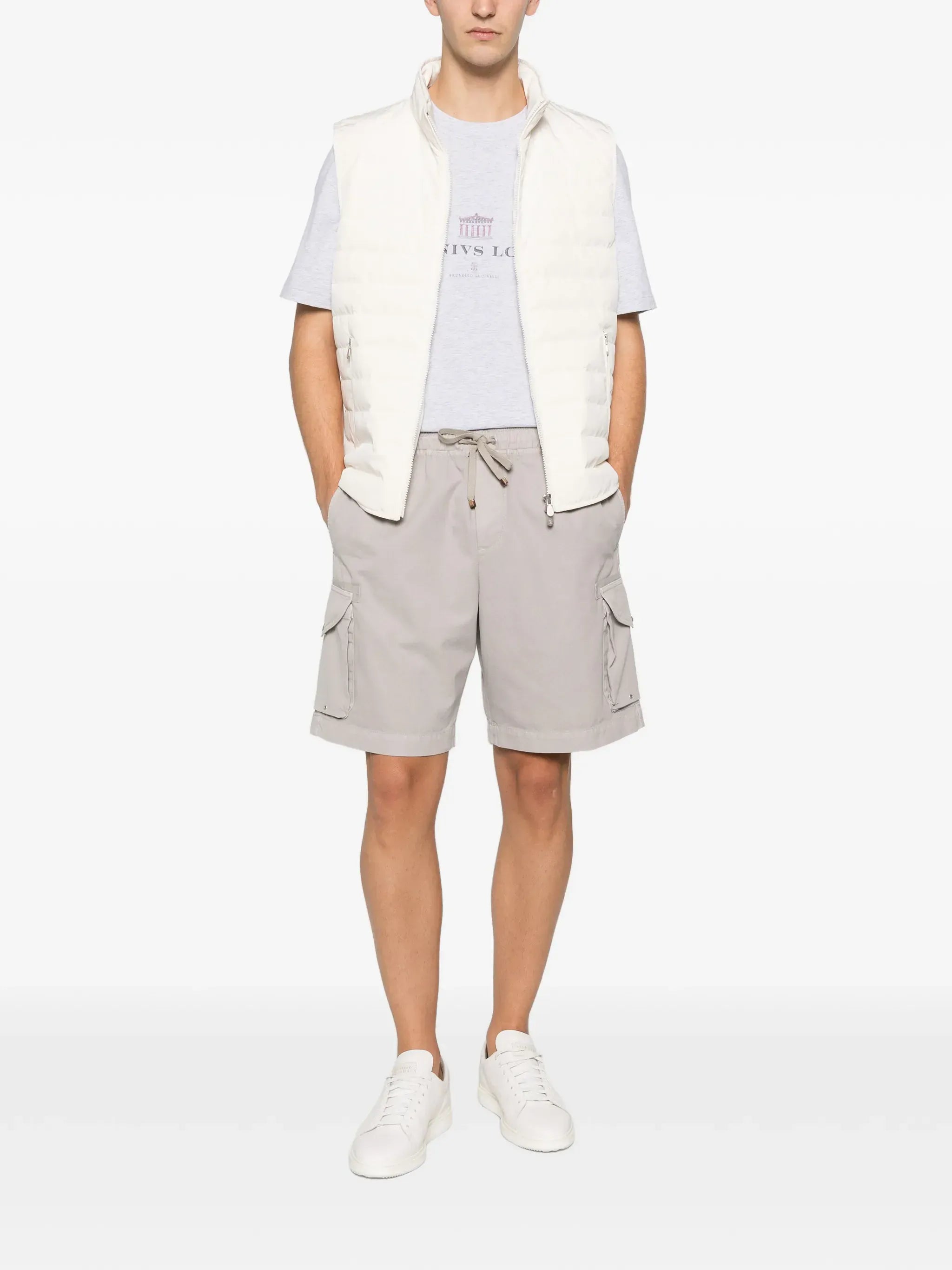 Brunello Cucinelli Beige Drawstring-Fastening Cargo Shorts