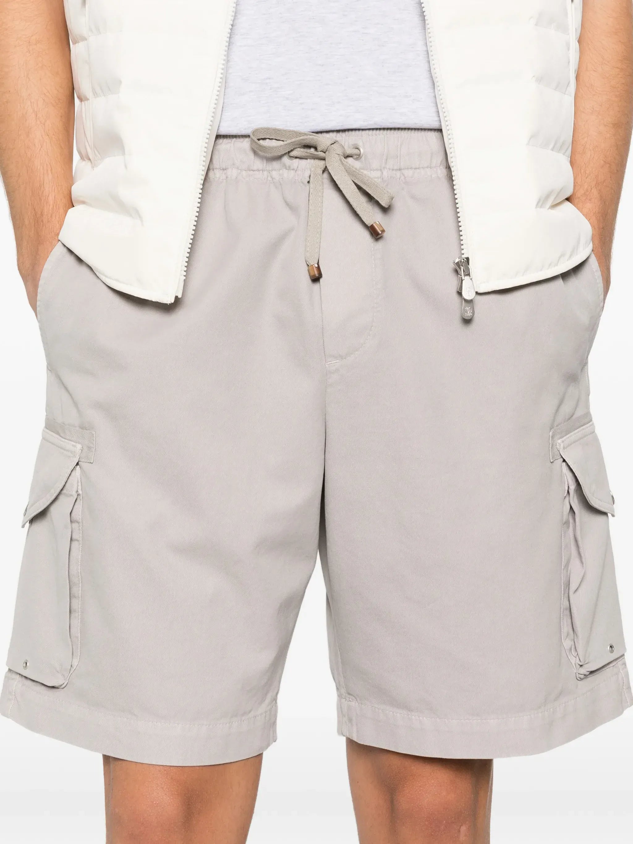 Brunello Cucinelli Beige Drawstring-Fastening Cargo Shorts