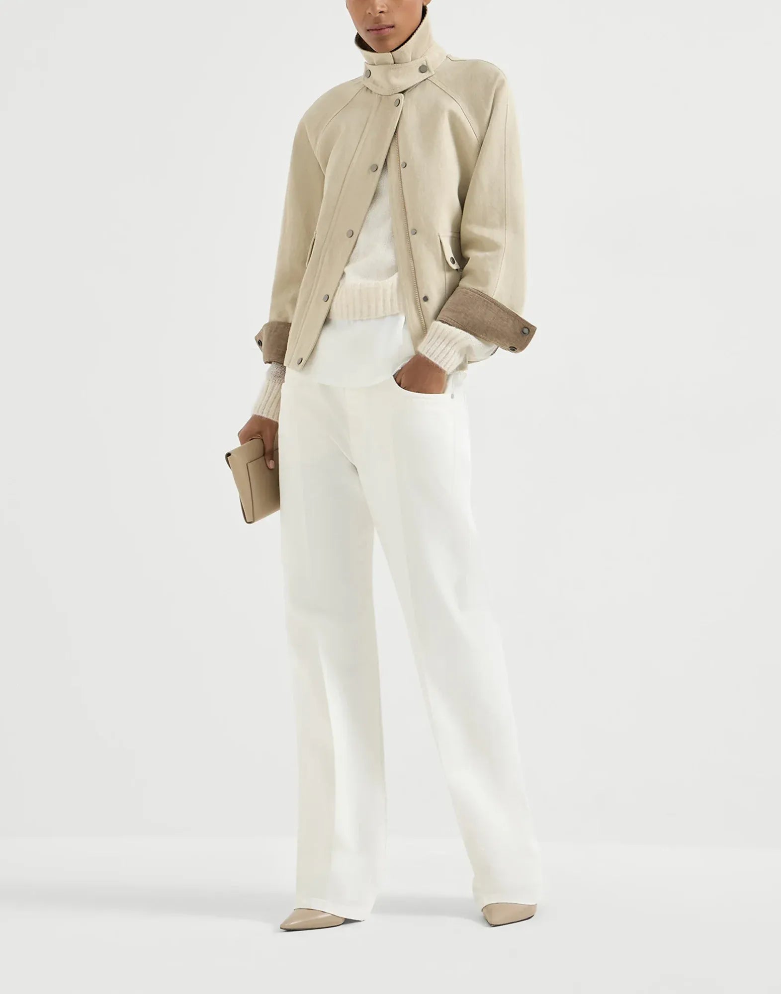 Brunello Cucinelli Beige Linen-Blend Canvas Jacket