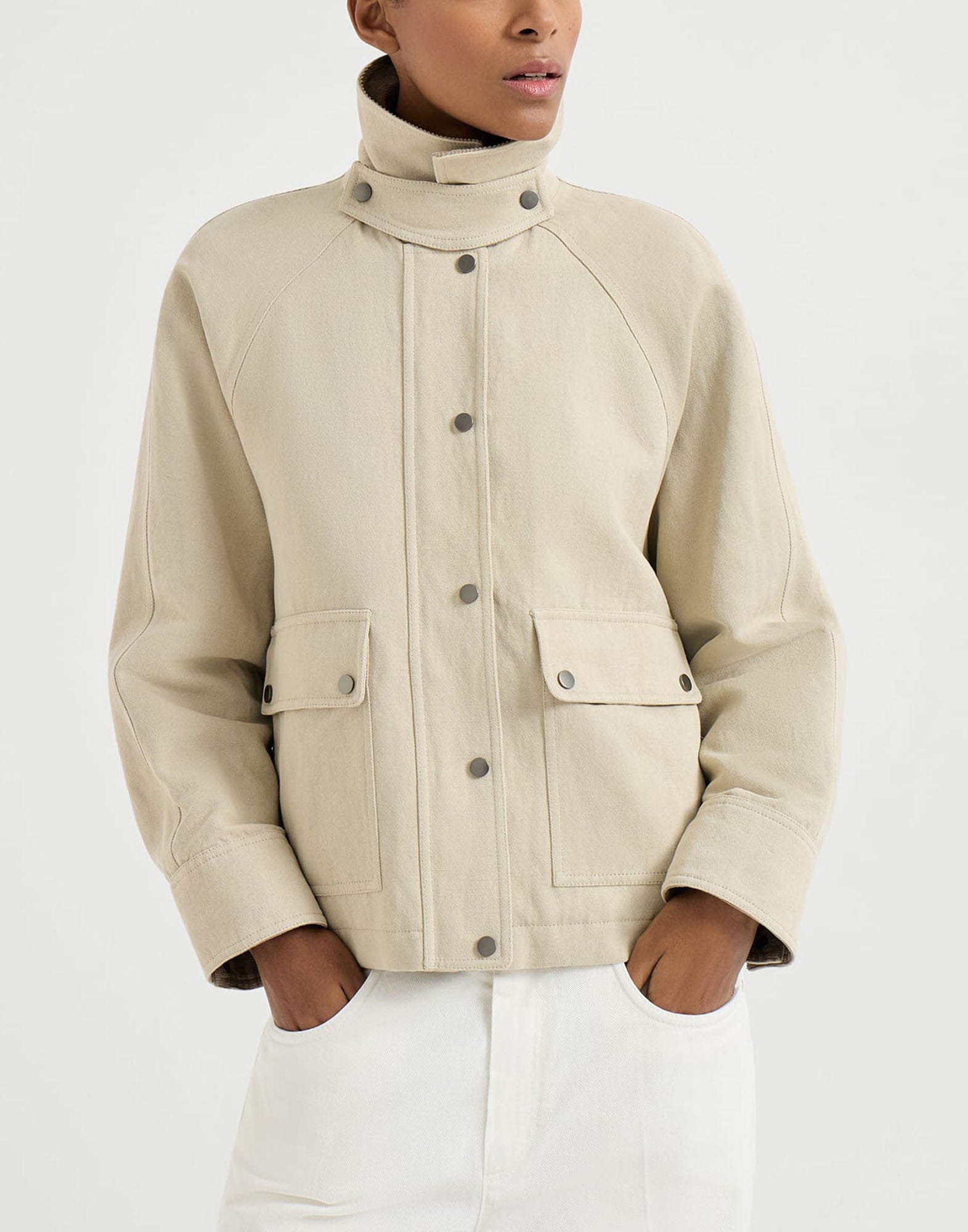 Brunello Cucinelli Beige Linen-Blend Canvas Jacket