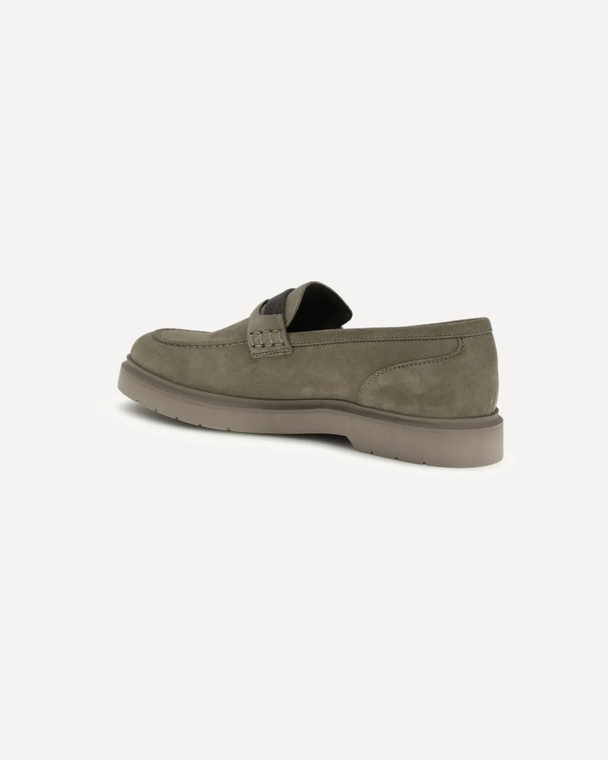 Brunello Cucinelli Beige Suede Penny Monili Loafers