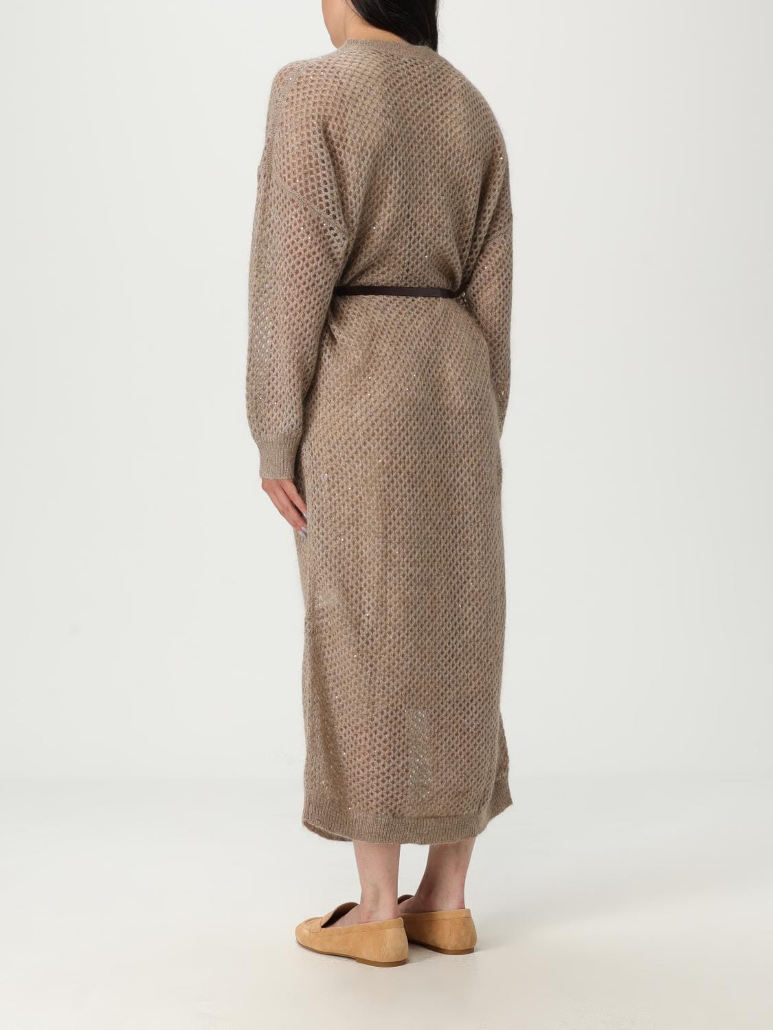 Brunello Cucinelli Belted knitted midi dress