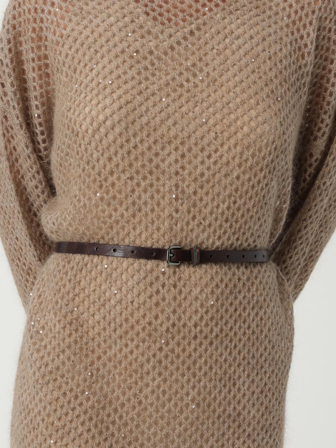 Brunello Cucinelli Belted knitted midi dress