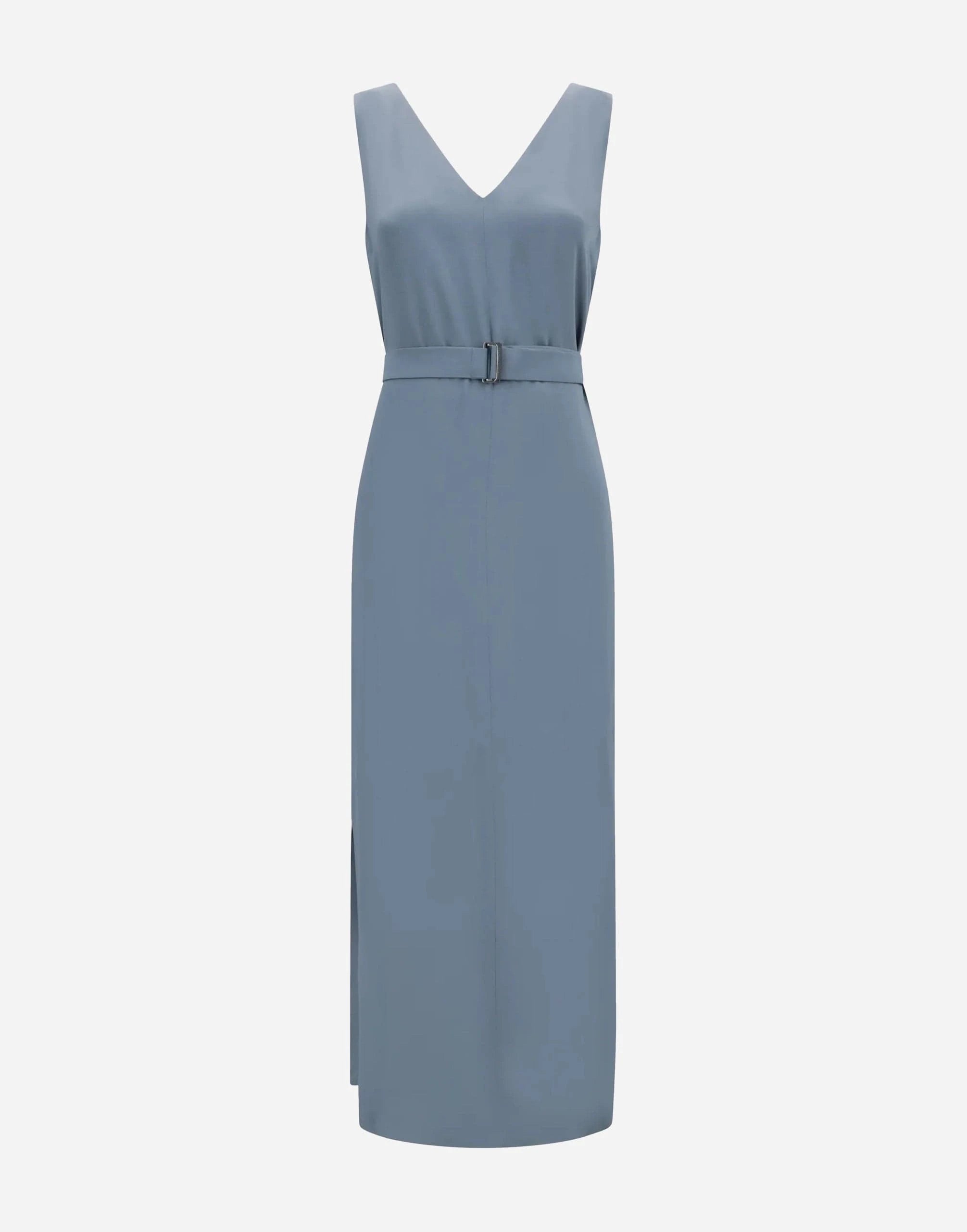 Brunello Cucinelli Belted V-Neck Long Dress