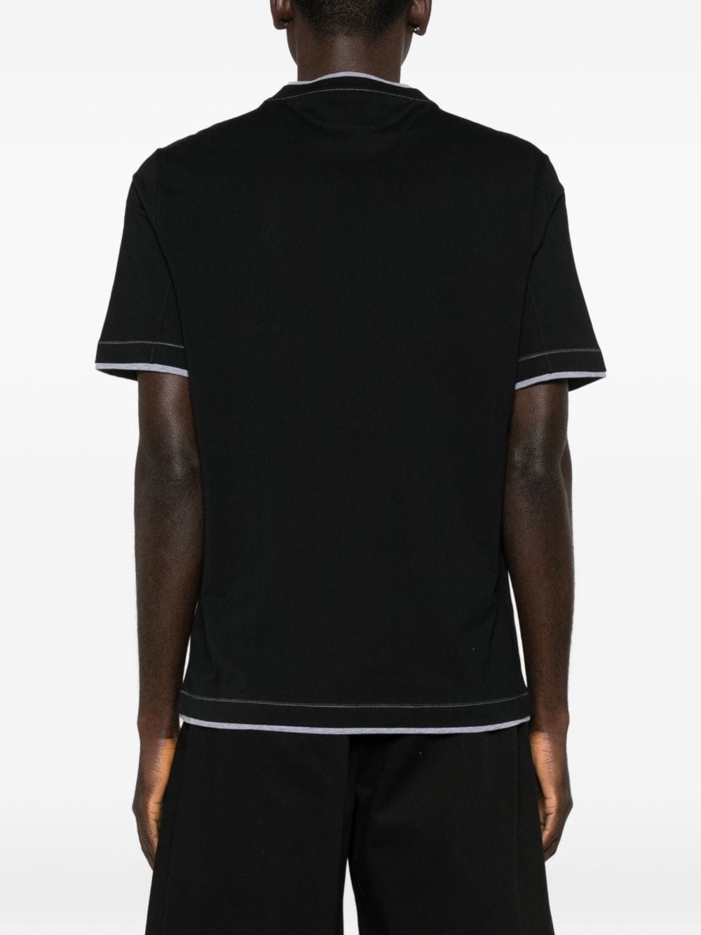 Brunello Cucinelli Black Cotton Jersey Crew Neck Logo T-Shirt