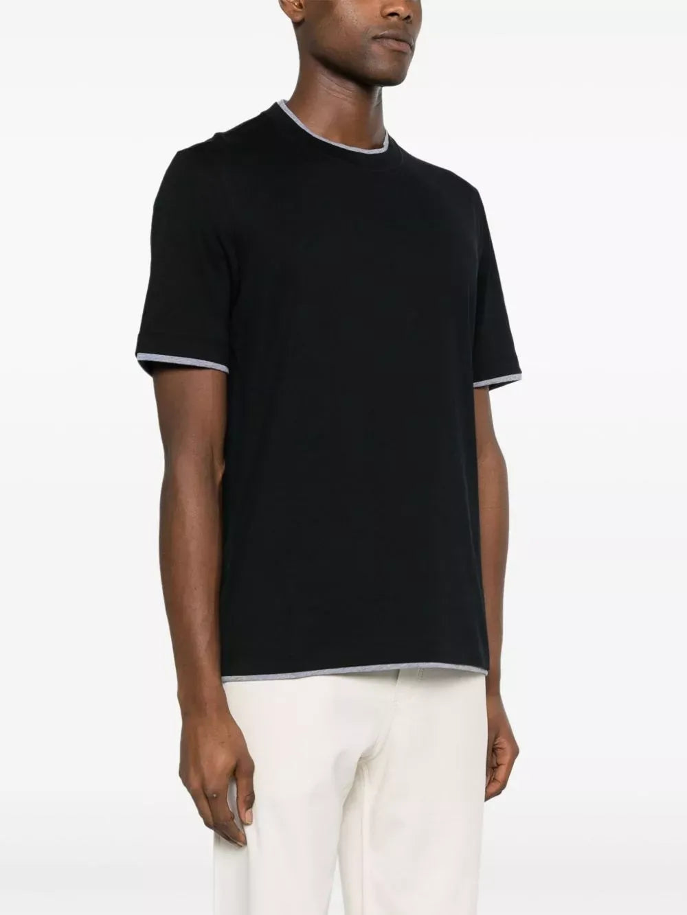 Brunello Cucinelli Black Cotton Jersey Crew Neck T-Shirt