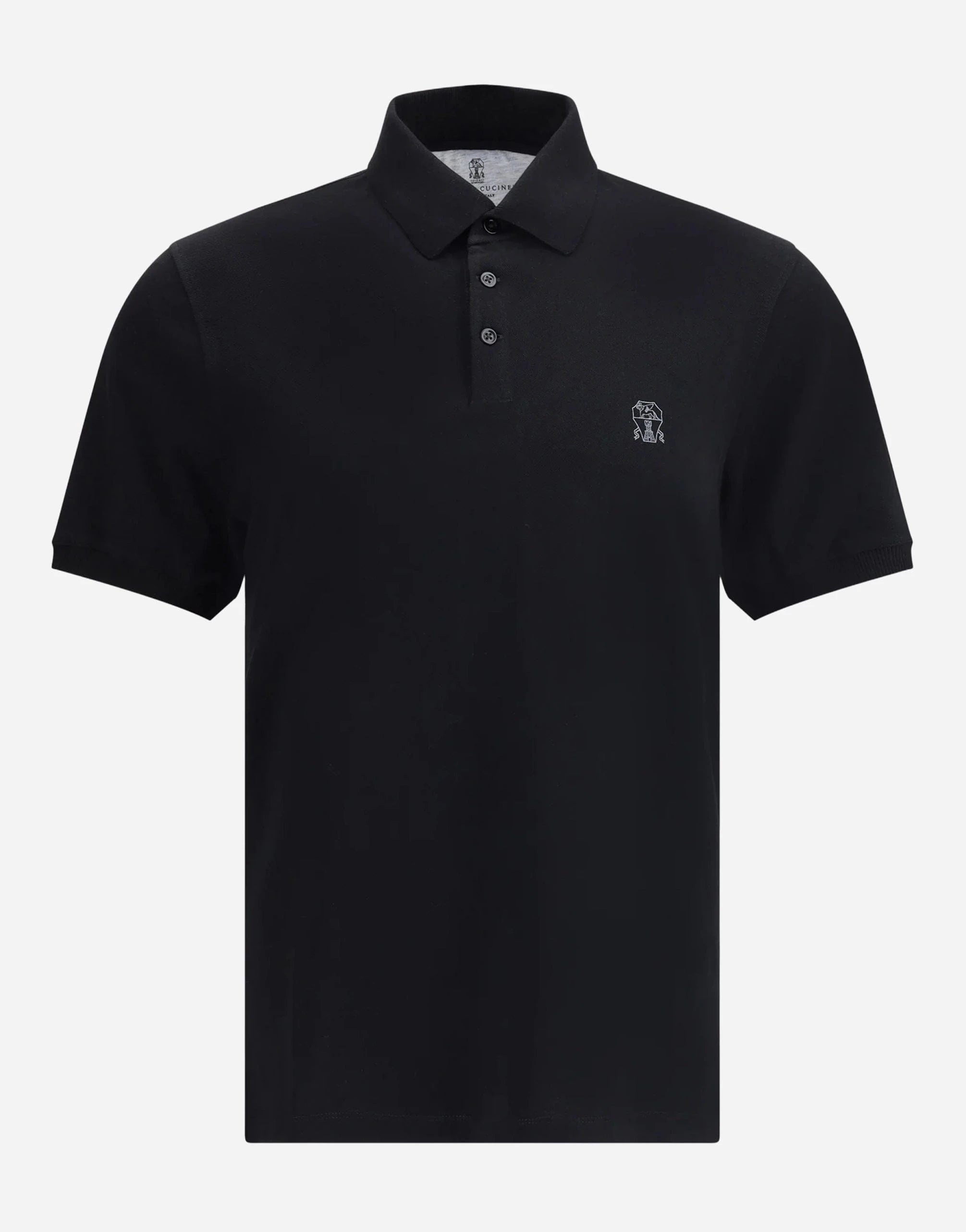 Brunello Cucinelli Black Cotton Logo Polo Shirt