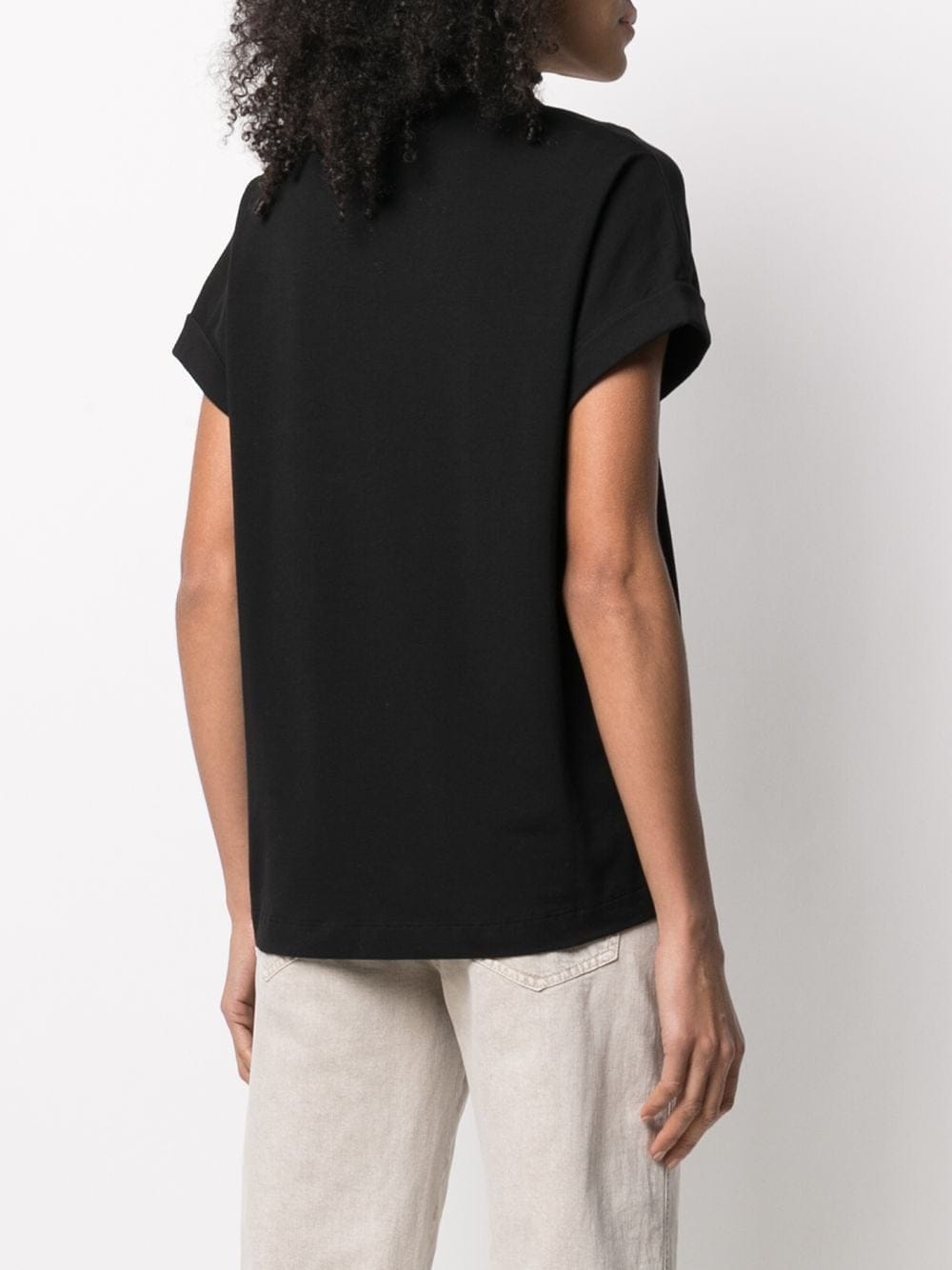 Brunello Cucinelli Black Cotton V-Necked T-Shirt