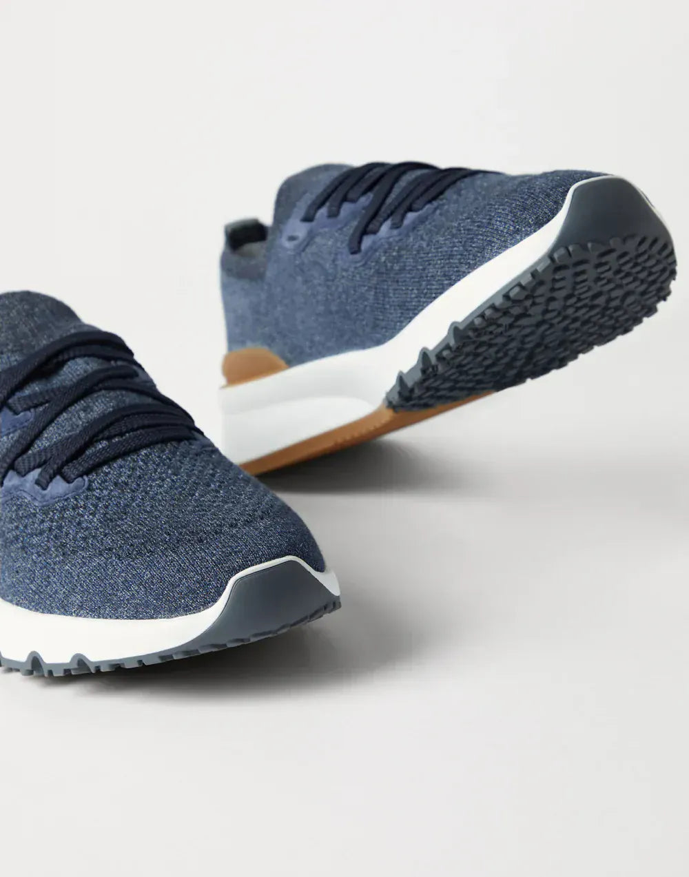 Brunello Cucinelli Blue Cotton Chiné Knit Sneakers