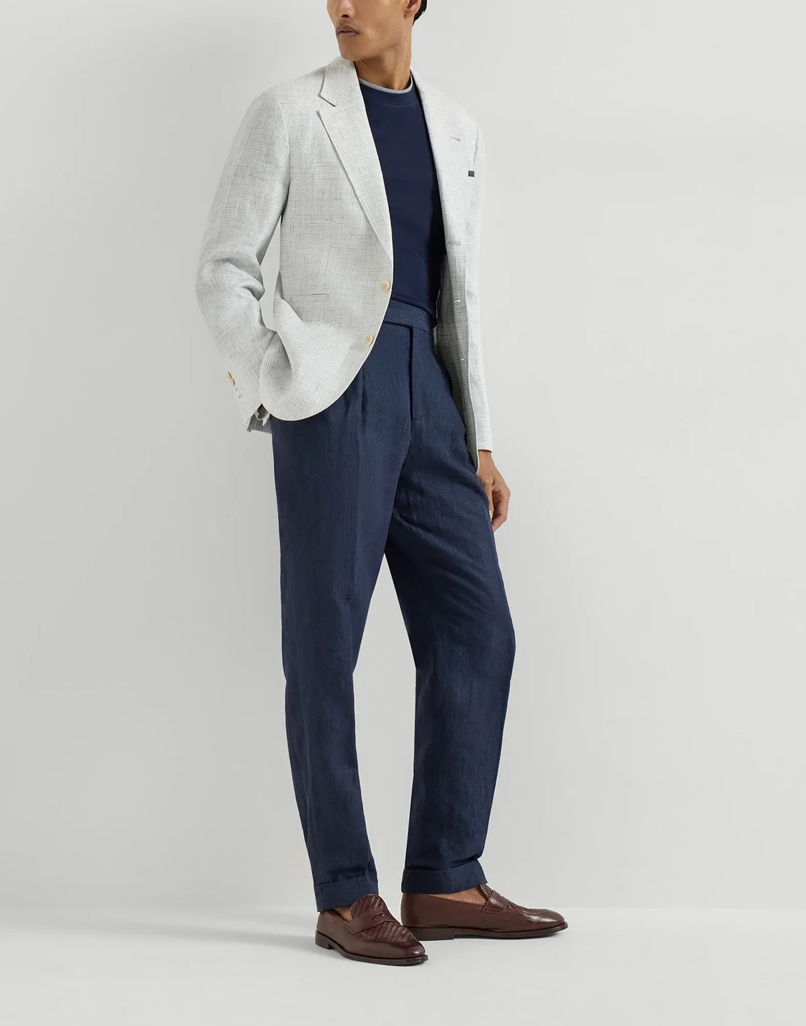 Brunello Cucinelli Blue Cotton Jersey Crew Neck T-Shirt | Sendegaro