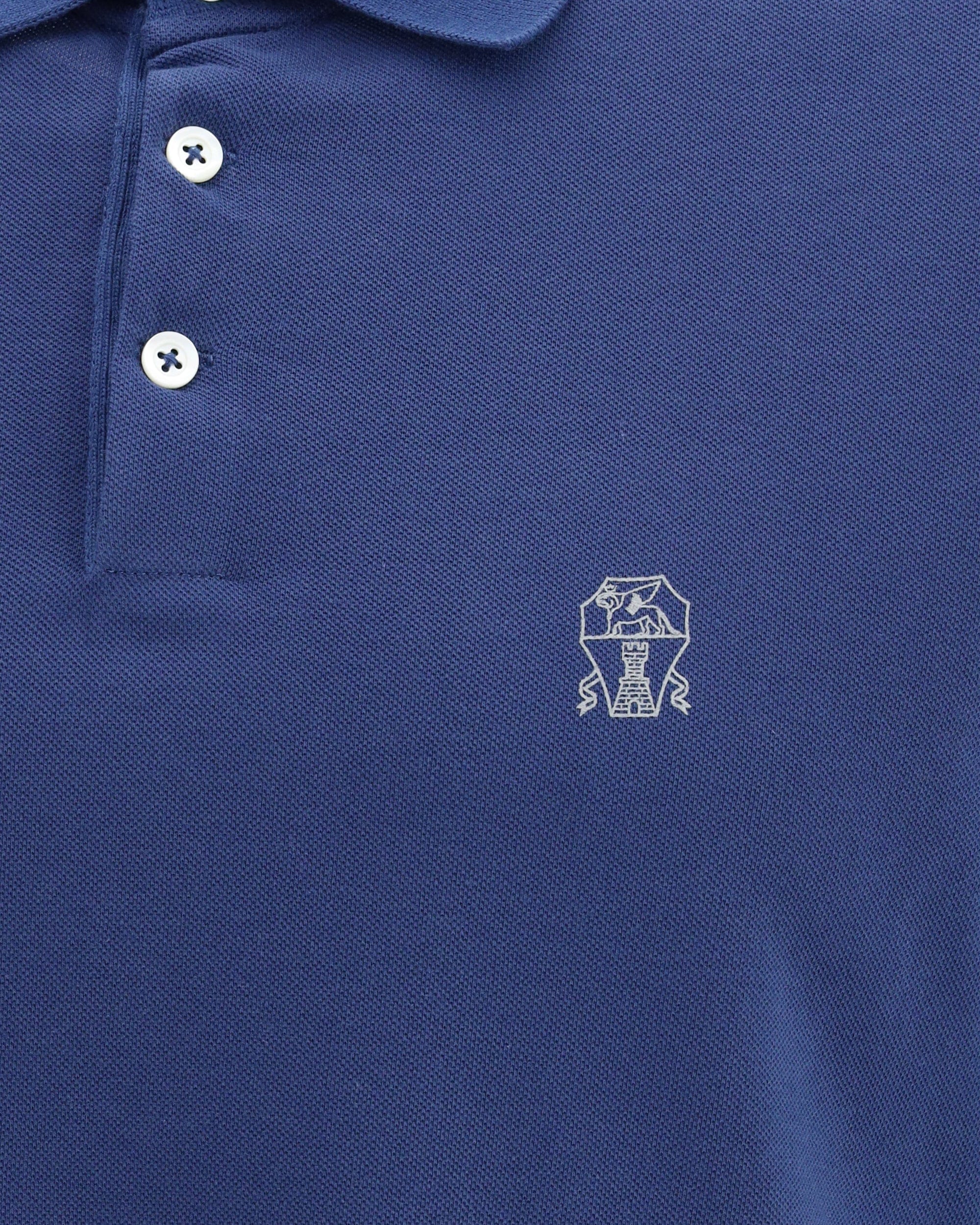 Brunello Cucinelli Blue Cotton Piqué Polo Logo Shirt