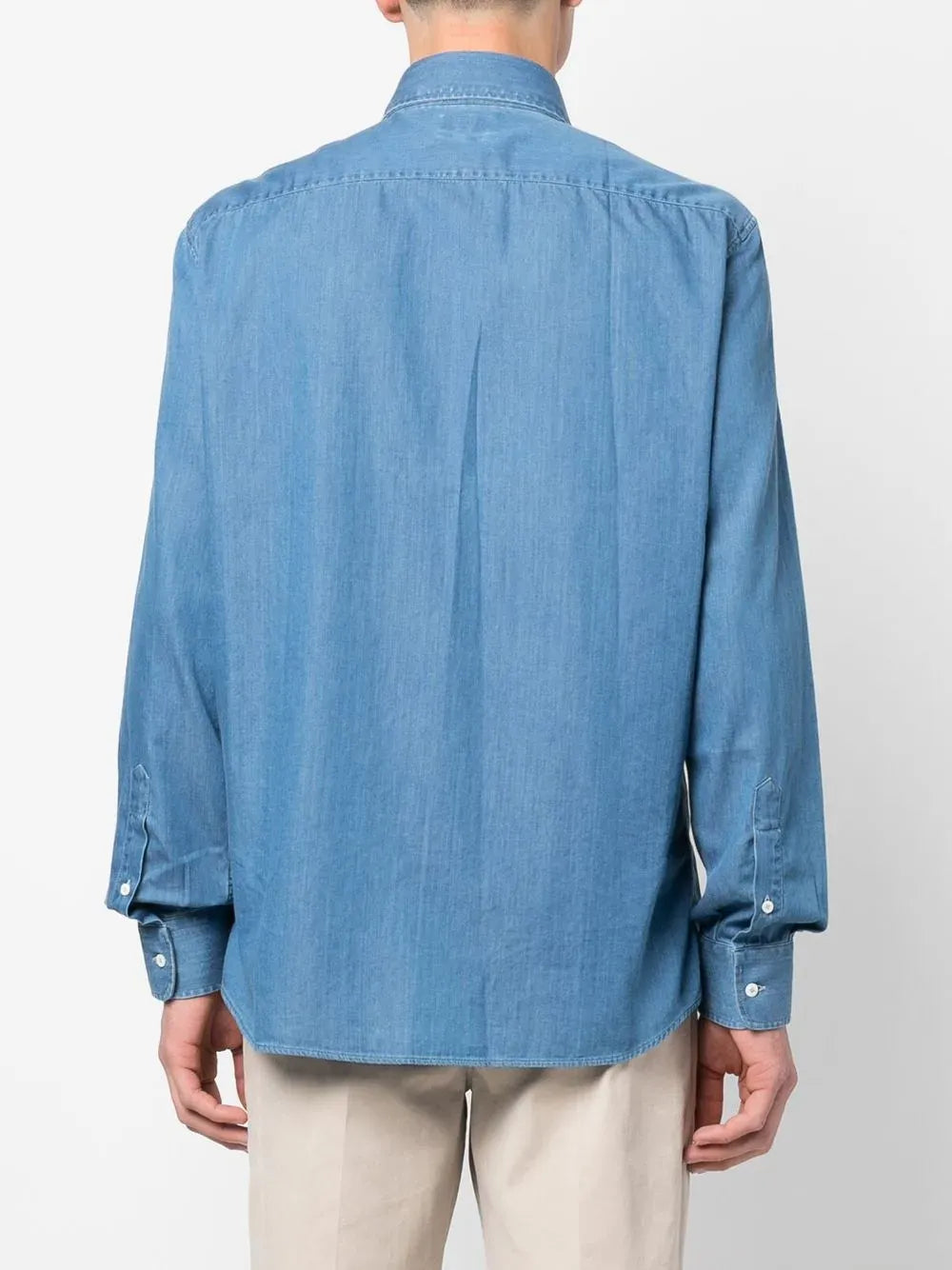 Brunello Cucinelli Blue Denim Cotton Shirt