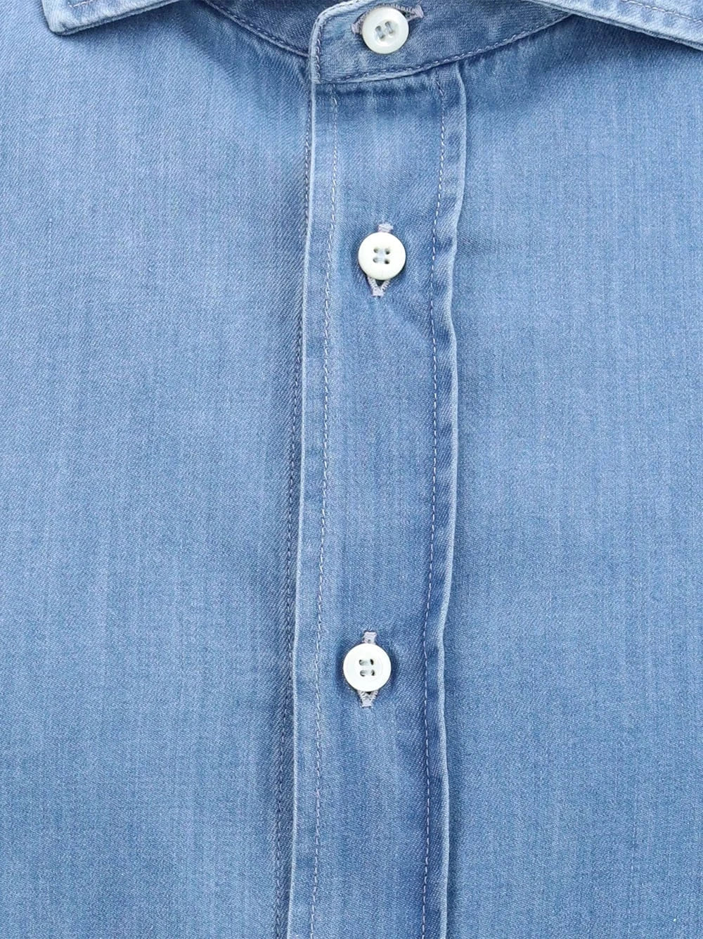 Brunello Cucinelli Blue Denim Cotton Shirt