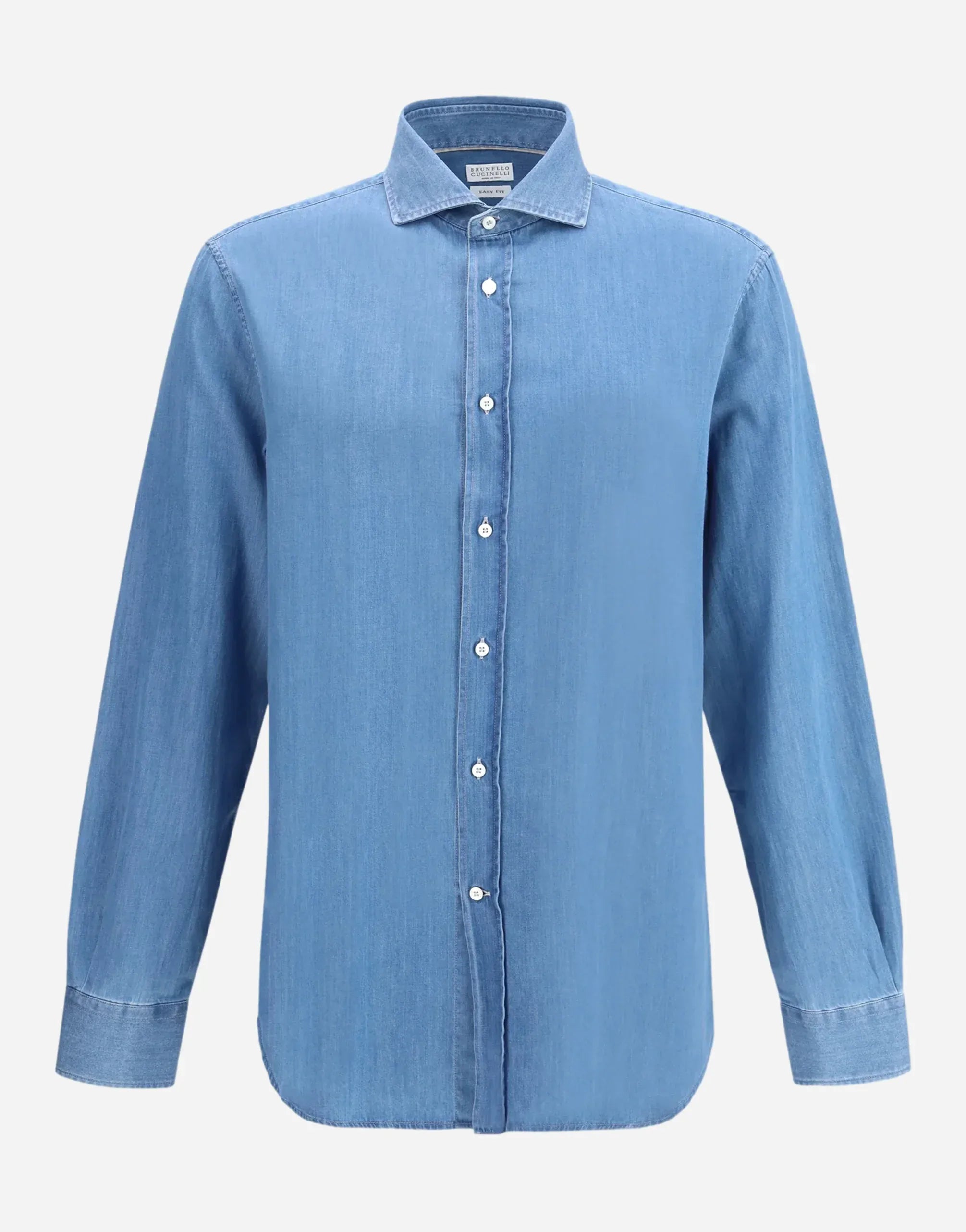 Brunello Cucinelli Blue Denim Cotton Shirt