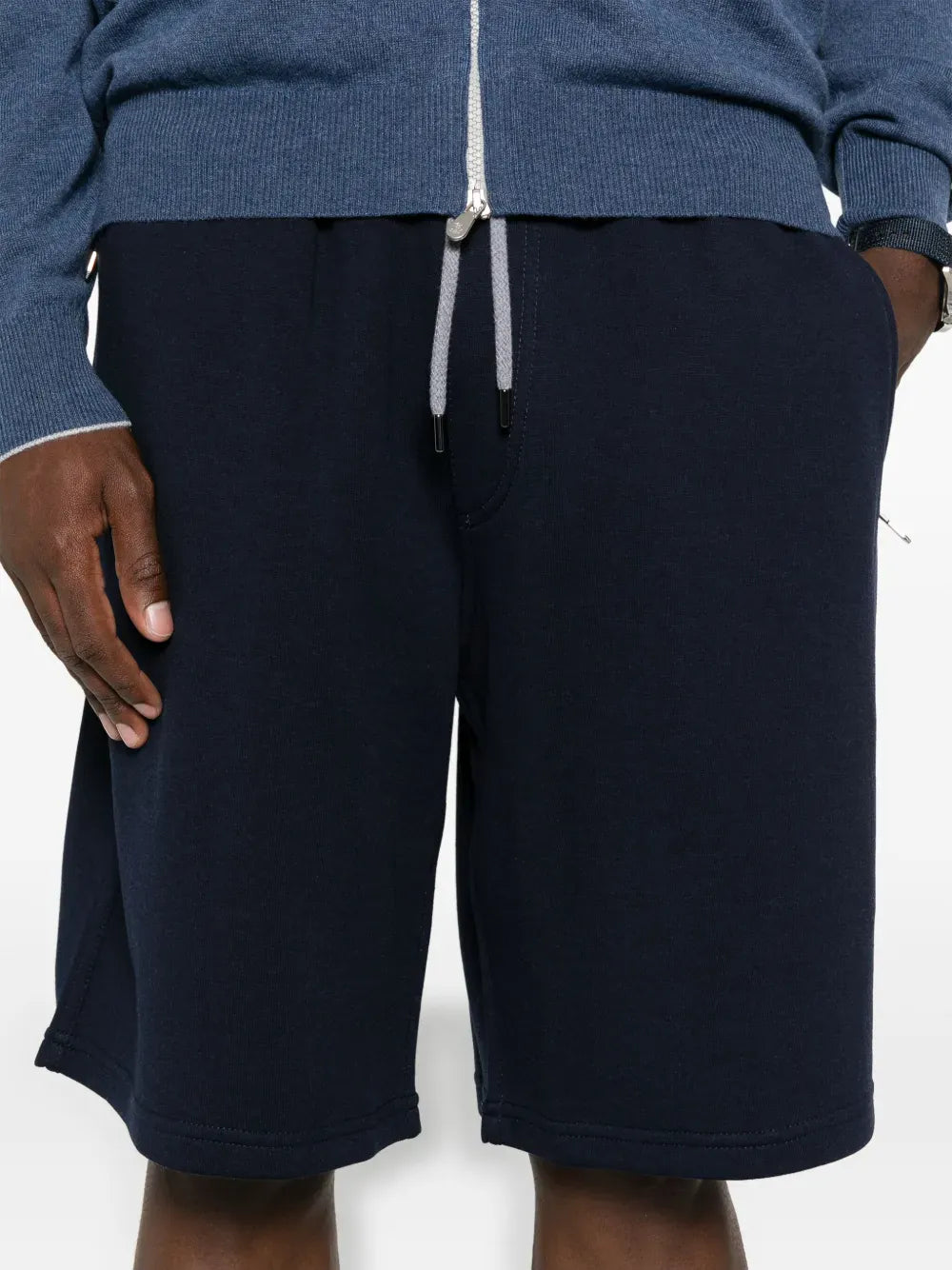 Brunello Cucinelli Blue Drawstring-Waist Track Shorts
