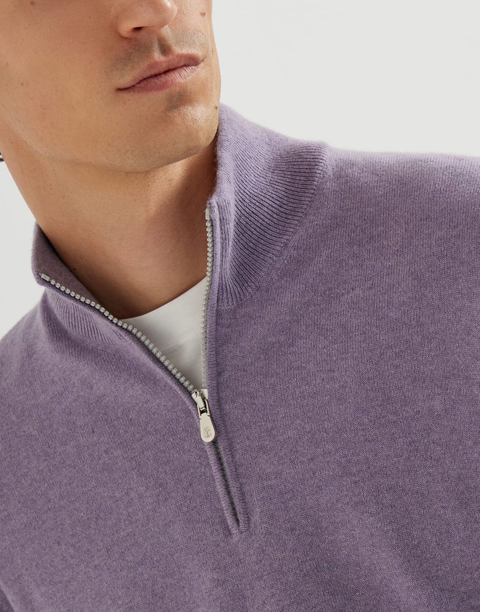 Brunello Cucinelli Blue Half-Zip Cashmere Sweater