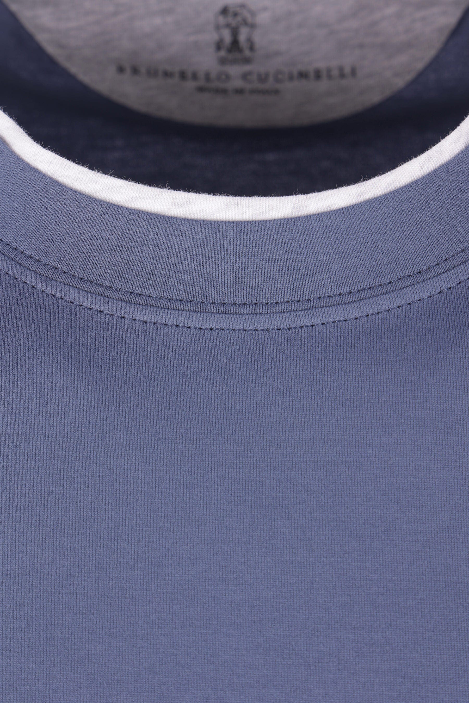 Brunello Cucinelli Blue Jersey Cotton Crew Neck T-Shirt
