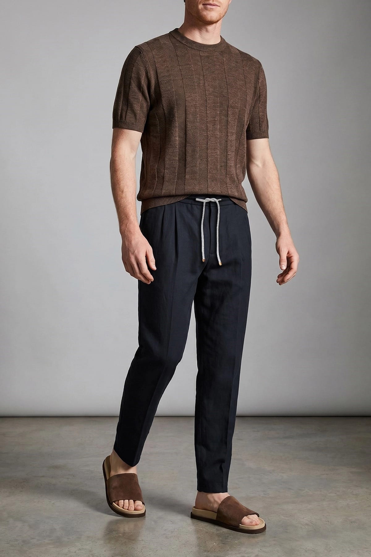 Brunello Cucinelli Blue Linen Cotton Trousers - alternate view