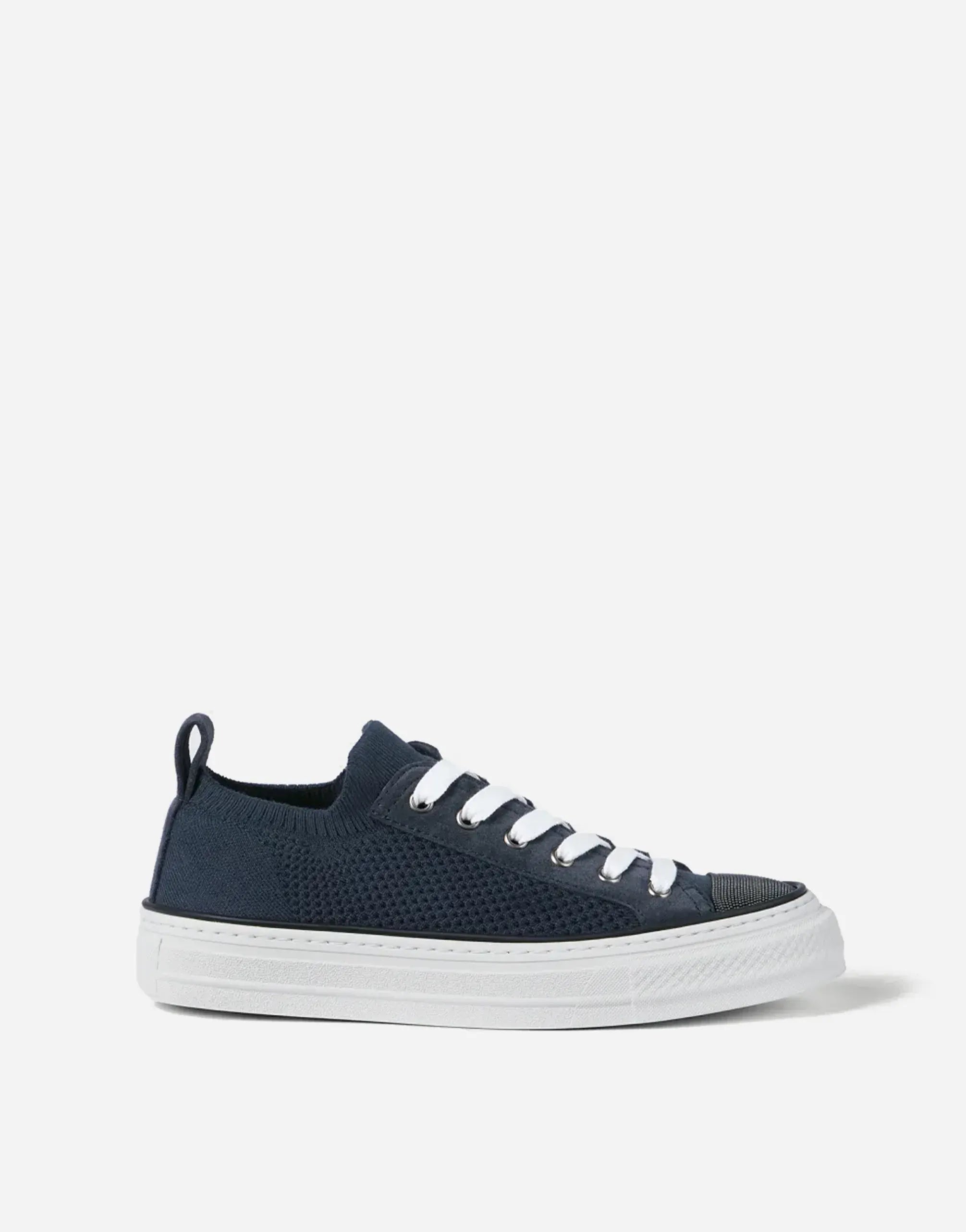 Brunello Cucinelli Blue Precious Toe Wildleder-Sneaker