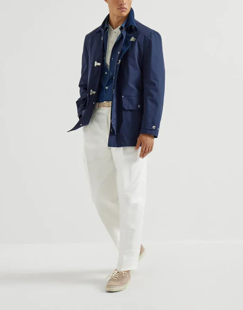 Brunello Cucinelli Blue Water-Resistant Techno Gabardine Jacket