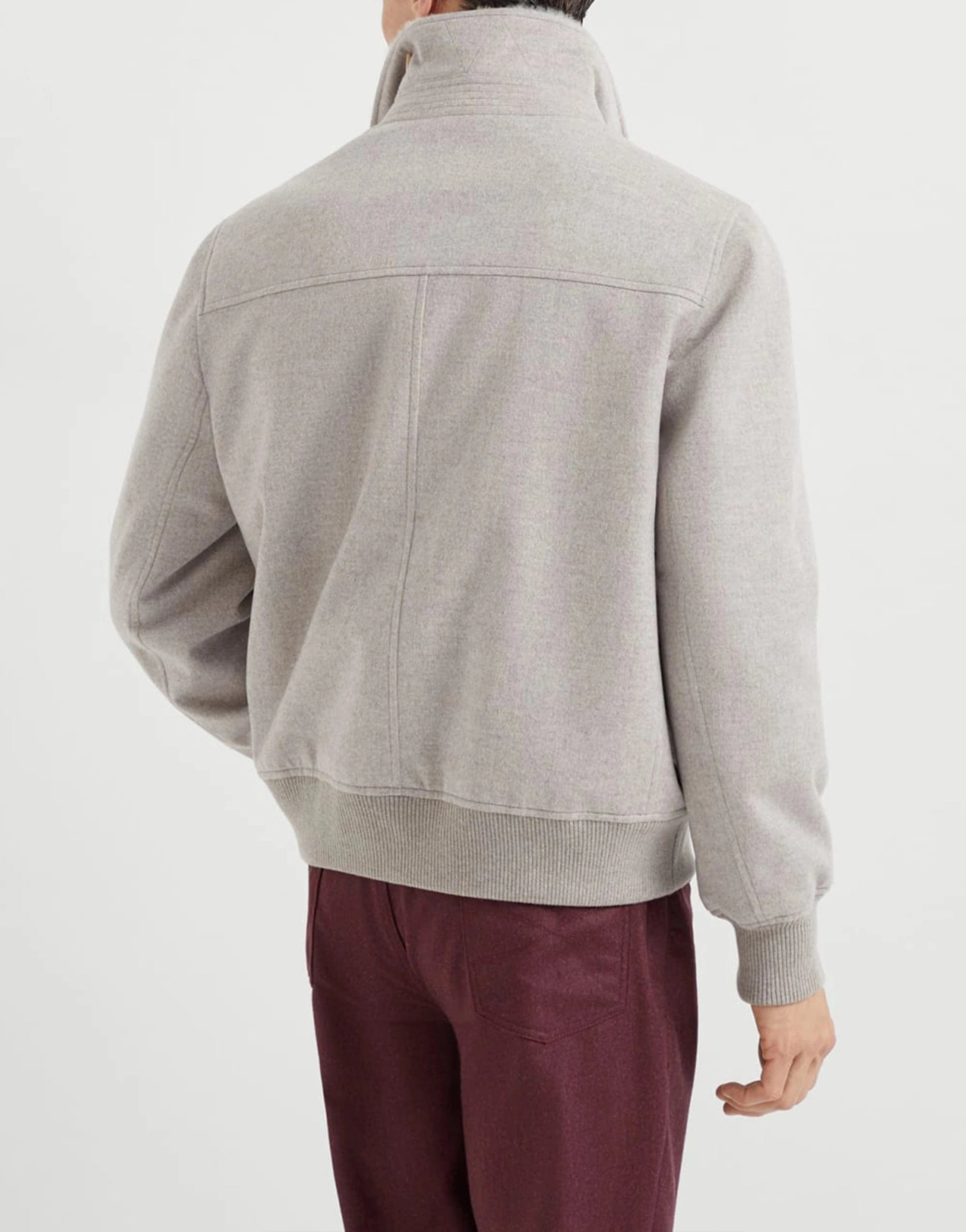 Brunello Cucinelli Bonded Cashmere Beaver Cloth Bomber Jacket