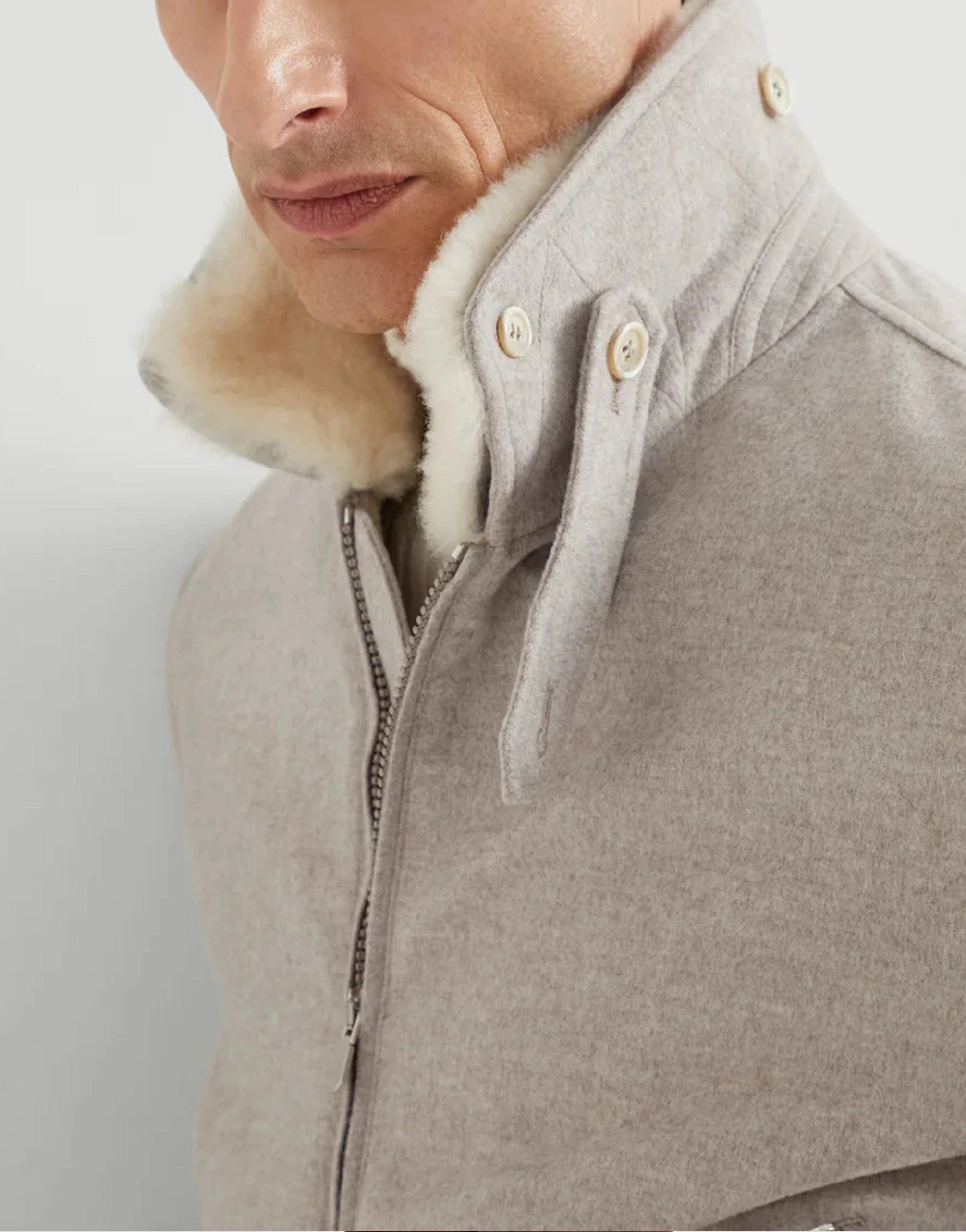 Brunello Cucinelli Bonded Cashmere Beaver Cloth Bomber Jacket