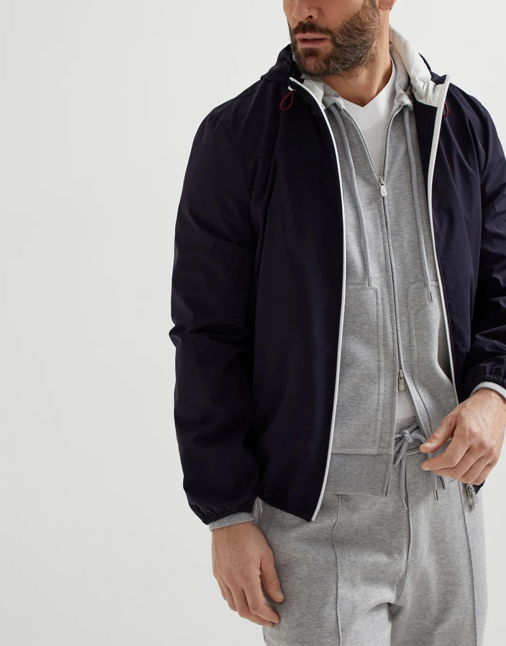 Brunello Cucinelli Bonded Hooded Logo Jacket | Sendegaro MY Brunello Cucinelli Bonded Hooded Logo Jacket | Sendegaro MY