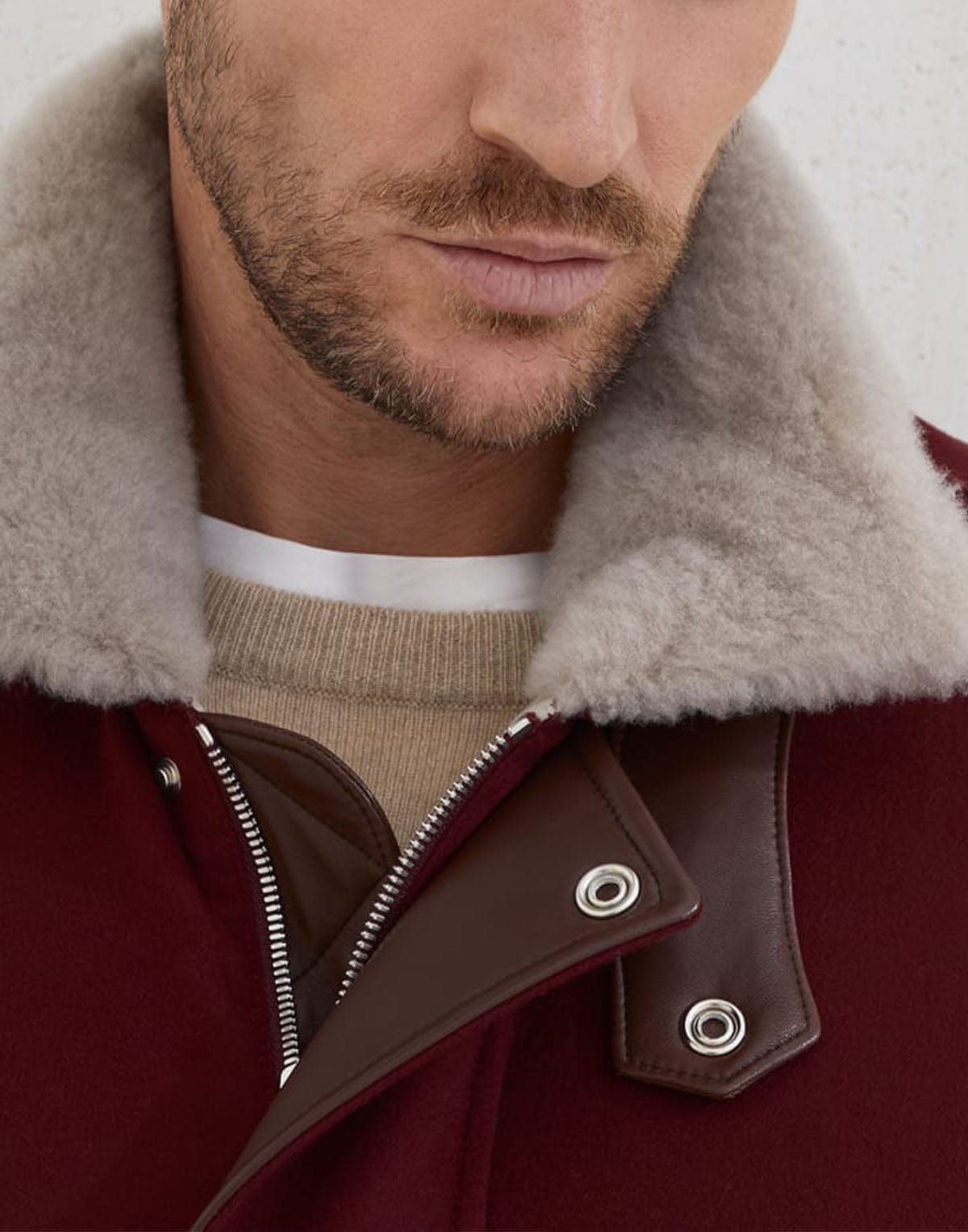 Brunello Cucinelli Bonded Wool Flannel Down Jacket