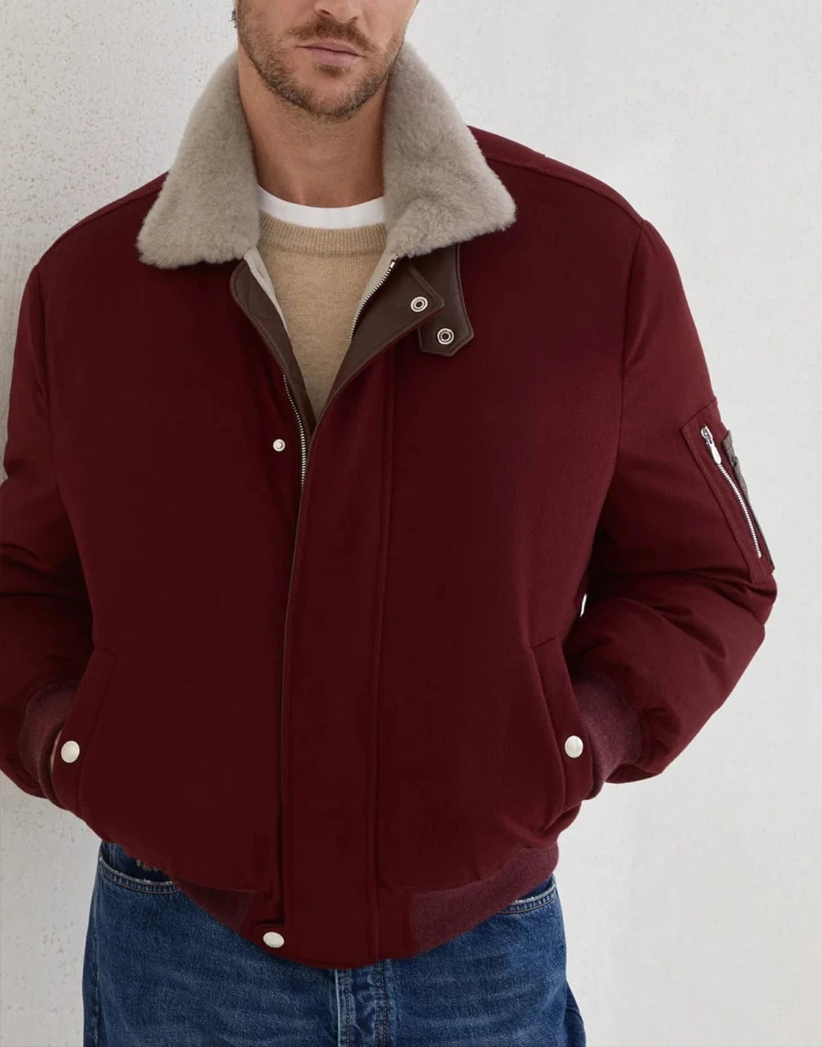 Brunello Cucinelli Bonded Wool Flannel Down Jacket