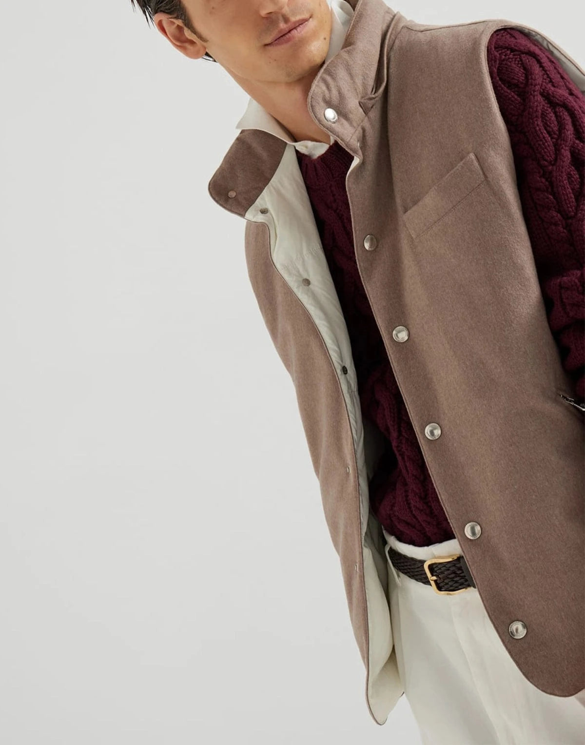 Brunello Cucinelli Bonded Wool Flannel Down Vest